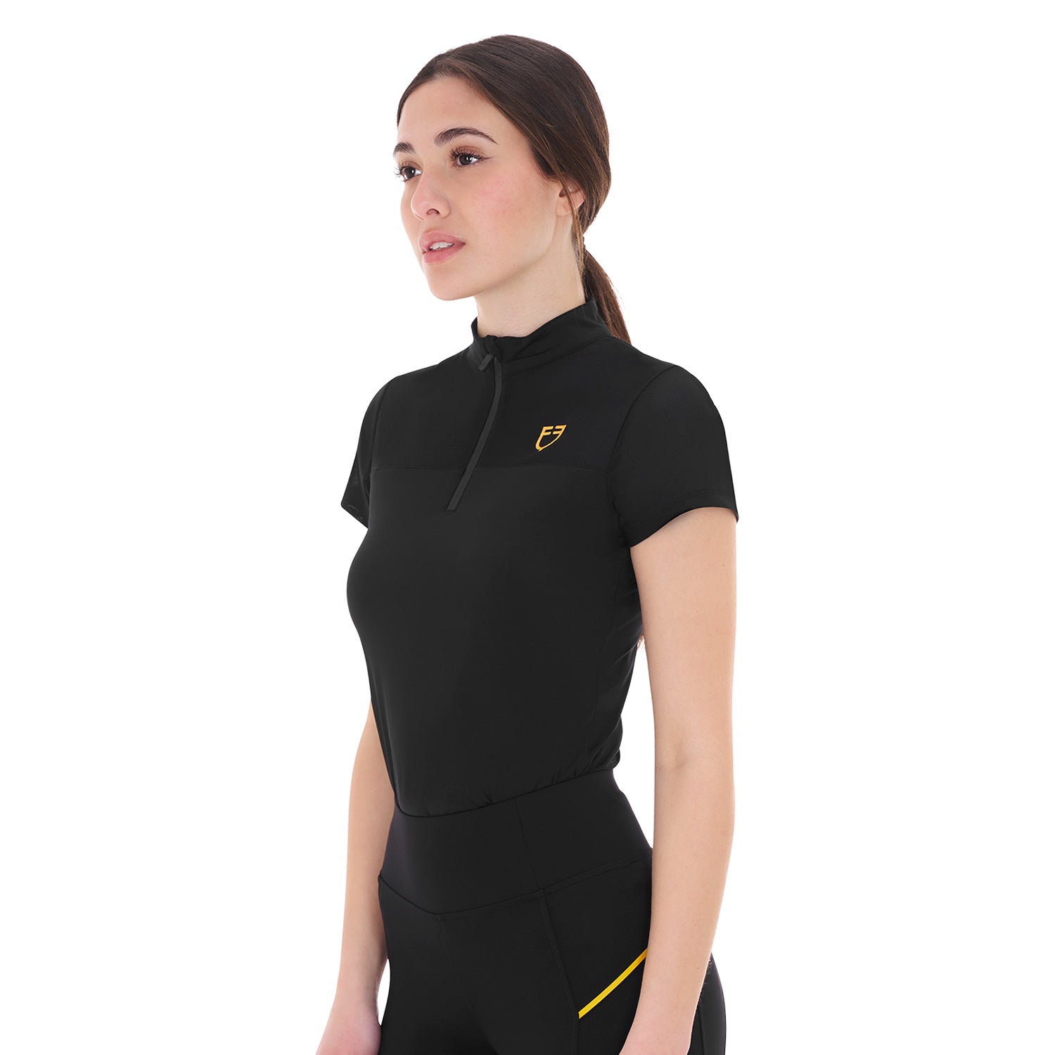 Equestro women's micro mesh training polo shirt - Colore BLACK