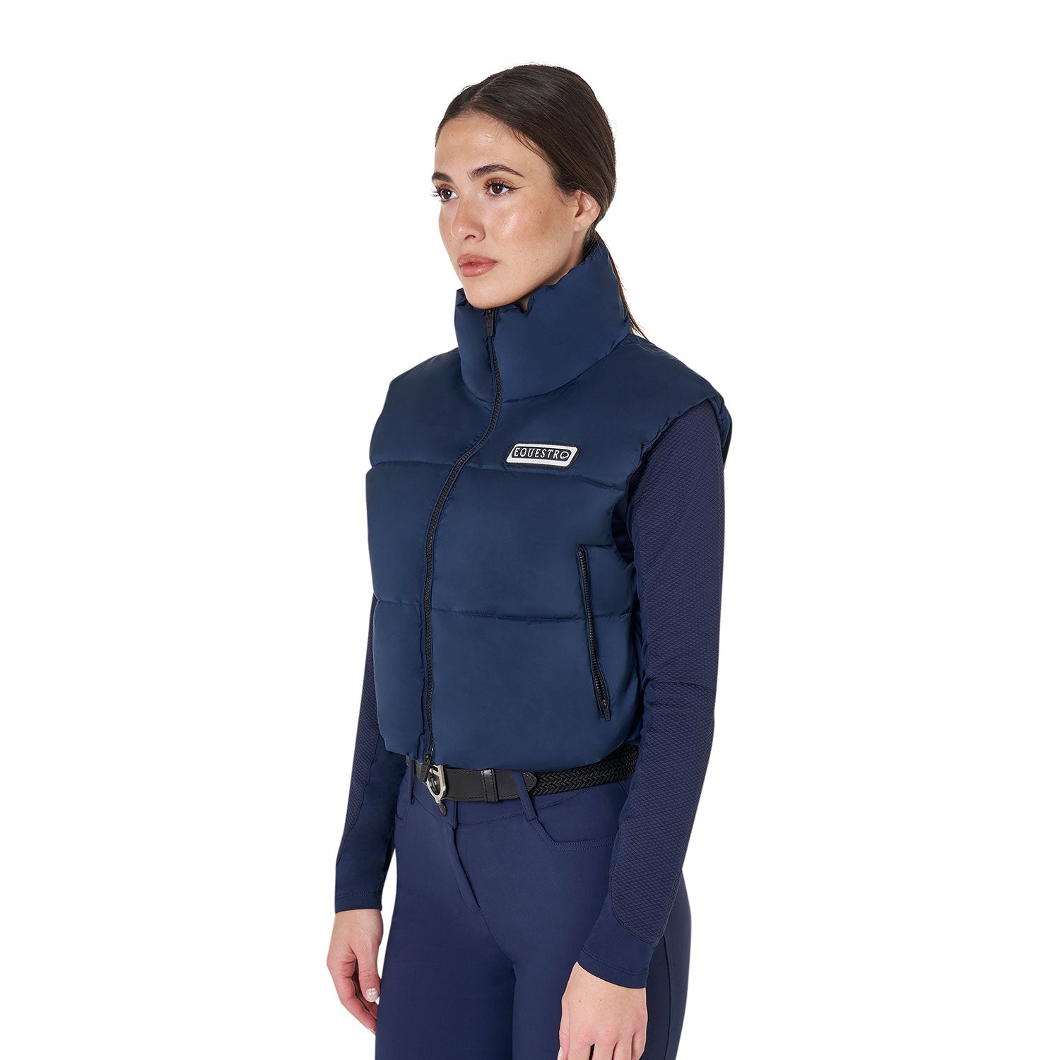 Equestro women's cropped nylon rip stop vest - Colore NAVY BLAZER (19-3923)