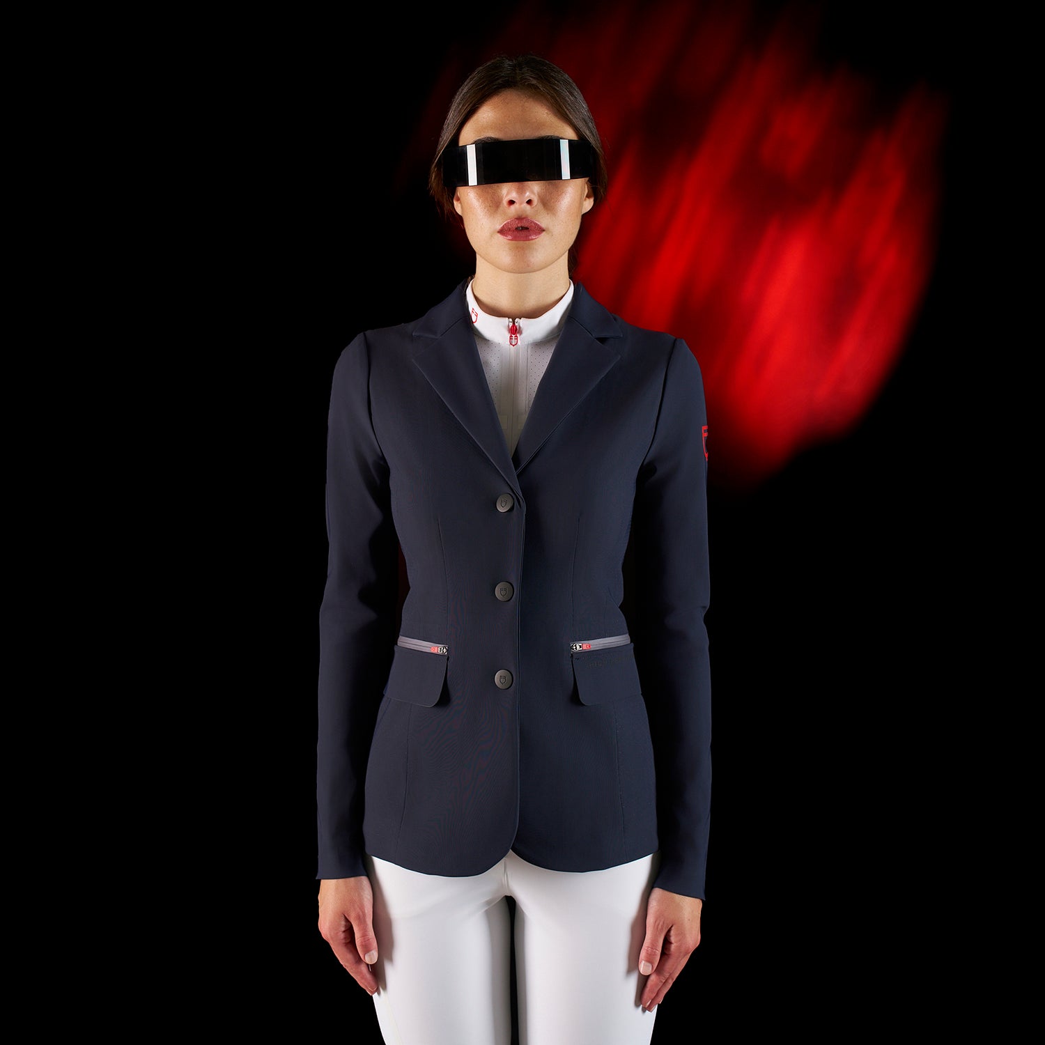 Equestro women's ridertechnology competition riding jacket - Colore NAVY