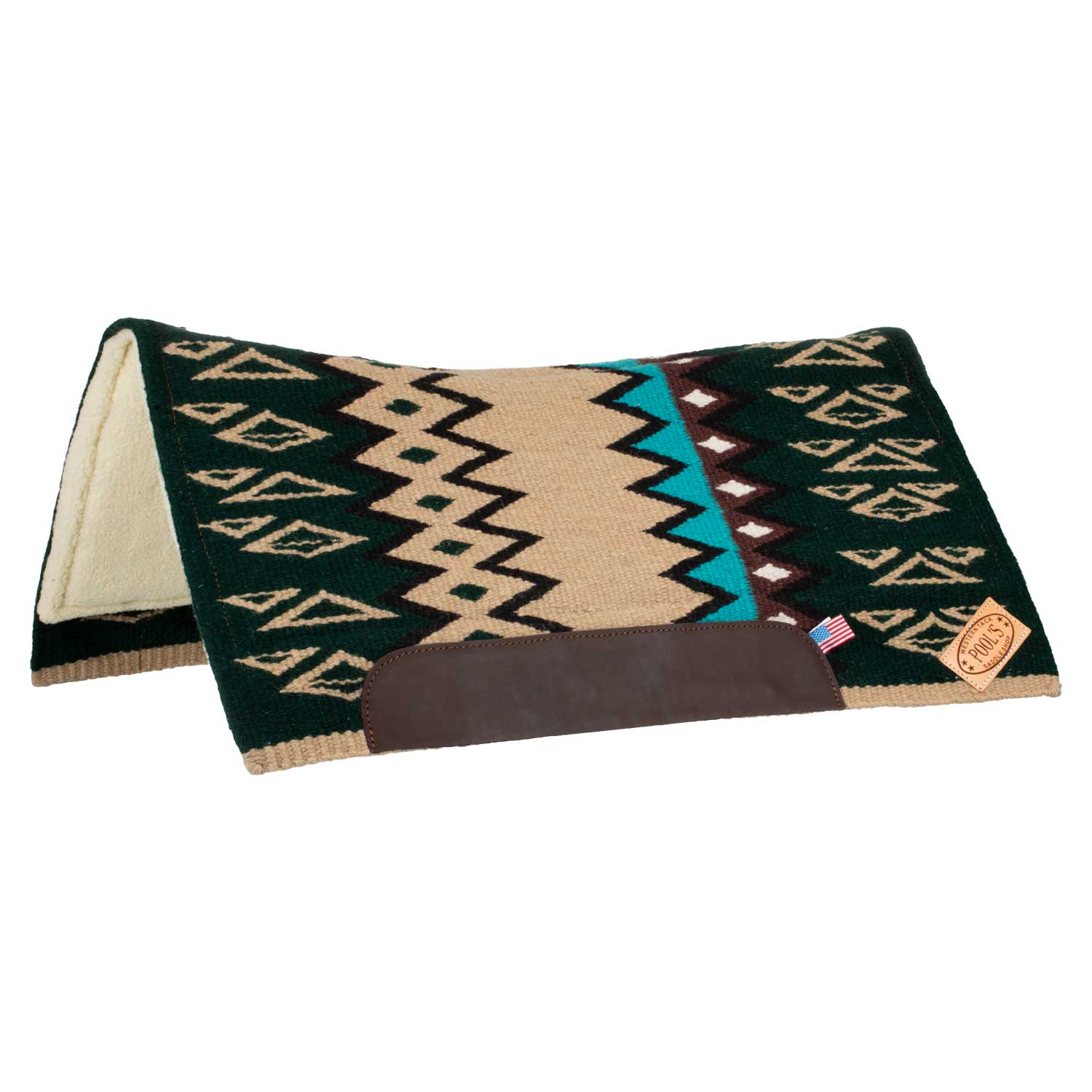 Pool's texas western saddle pad wool 33x35 - Colore BEIGE/PETROL