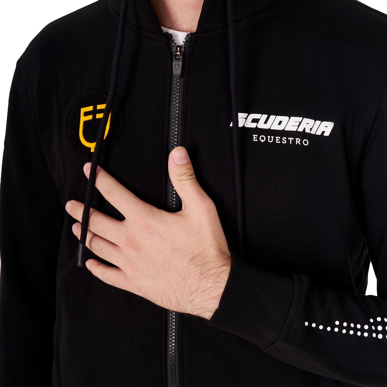 Equestro men's scuderia equestro colletion french terry full zip hoodie - Colore BLACK