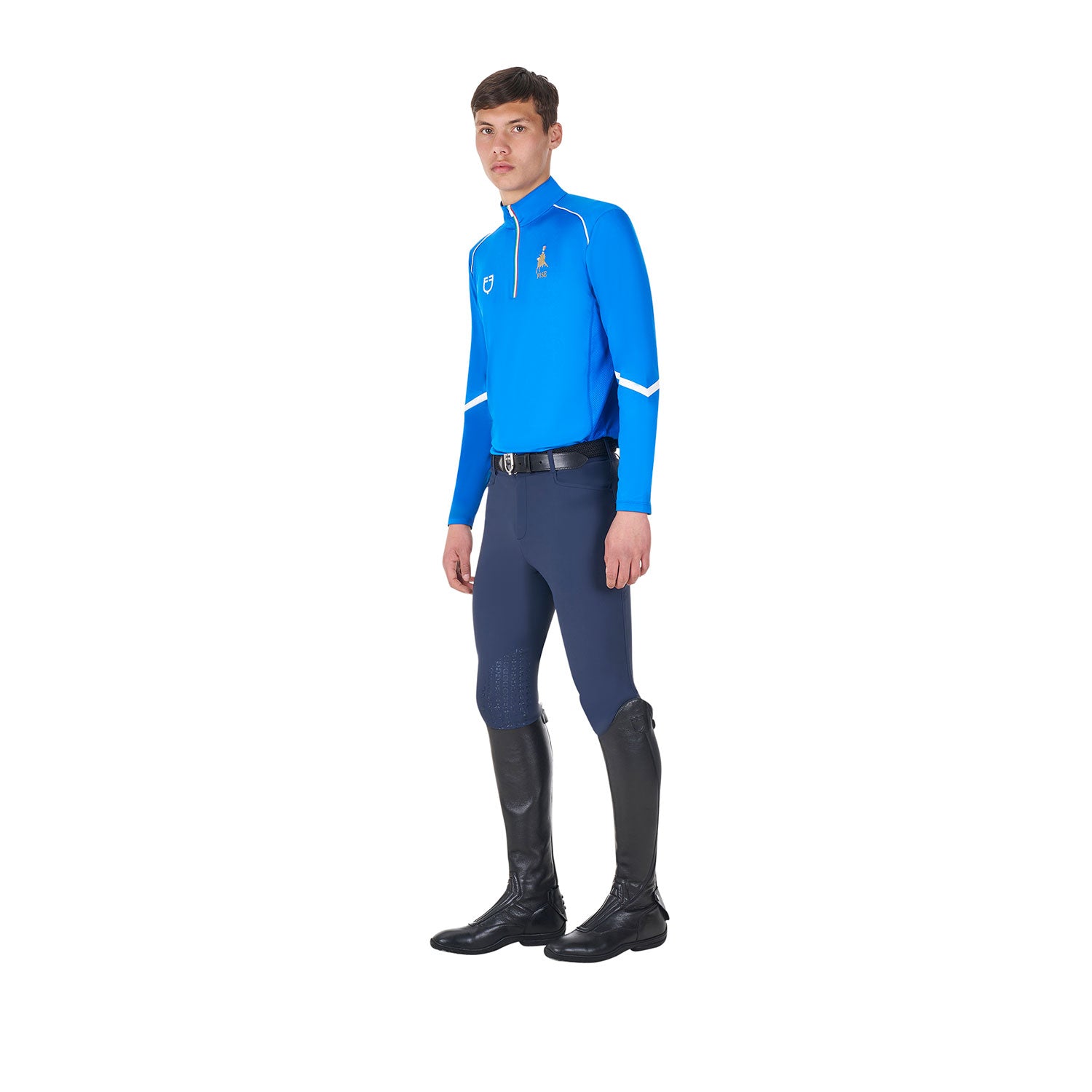 Equestro men's technical training polo ls zip equestroxfise - Colore AZZURRO SAVOIA (19-4150)