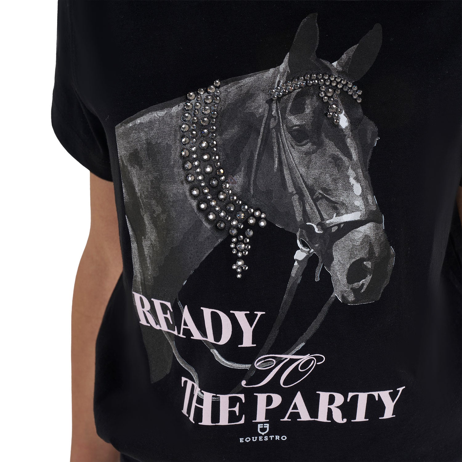 Equestro girl's ready to the party cotton t-shirt - Colore BLACK