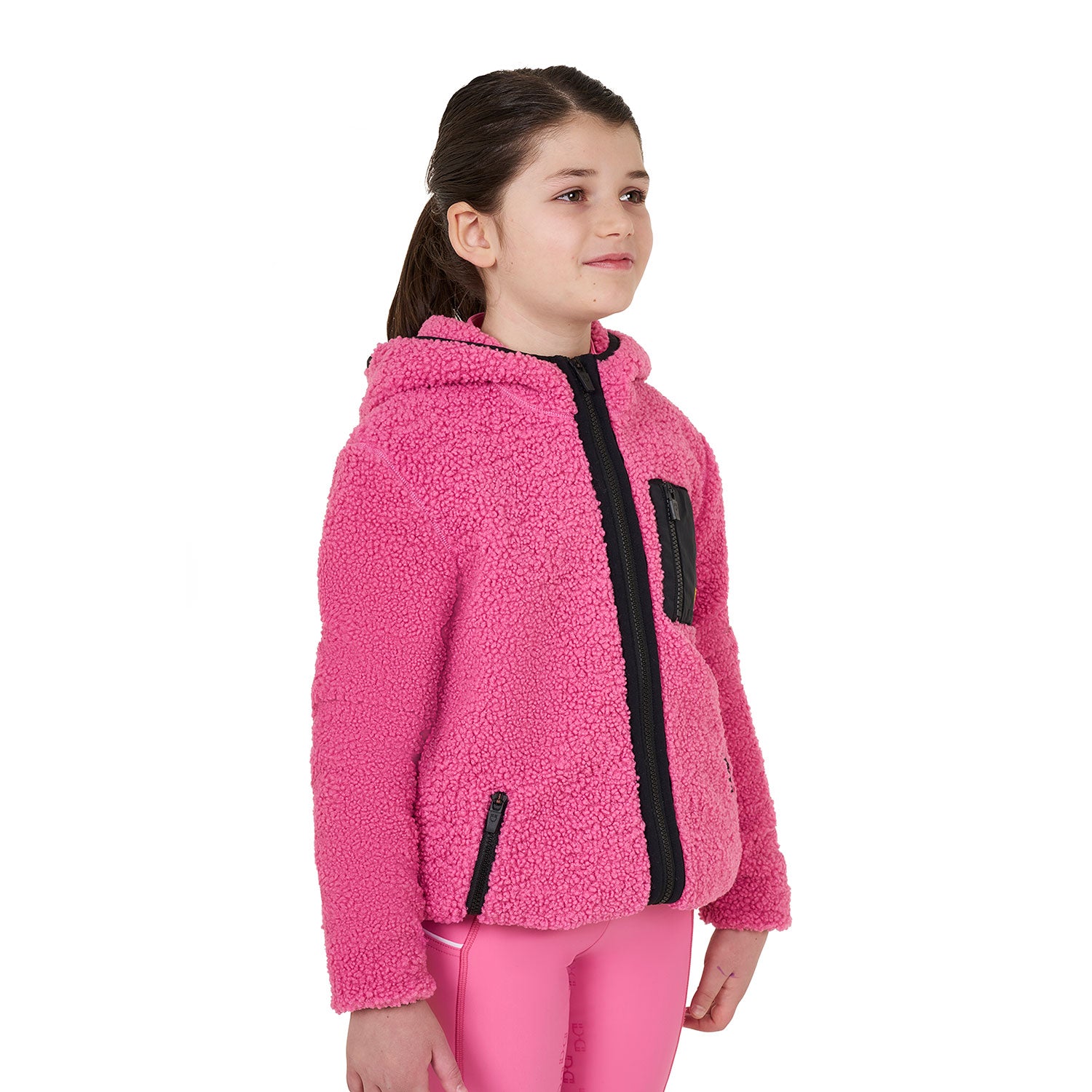Equestro junior teddy full zip jacket with hood - Colore CHATEAU ROSE