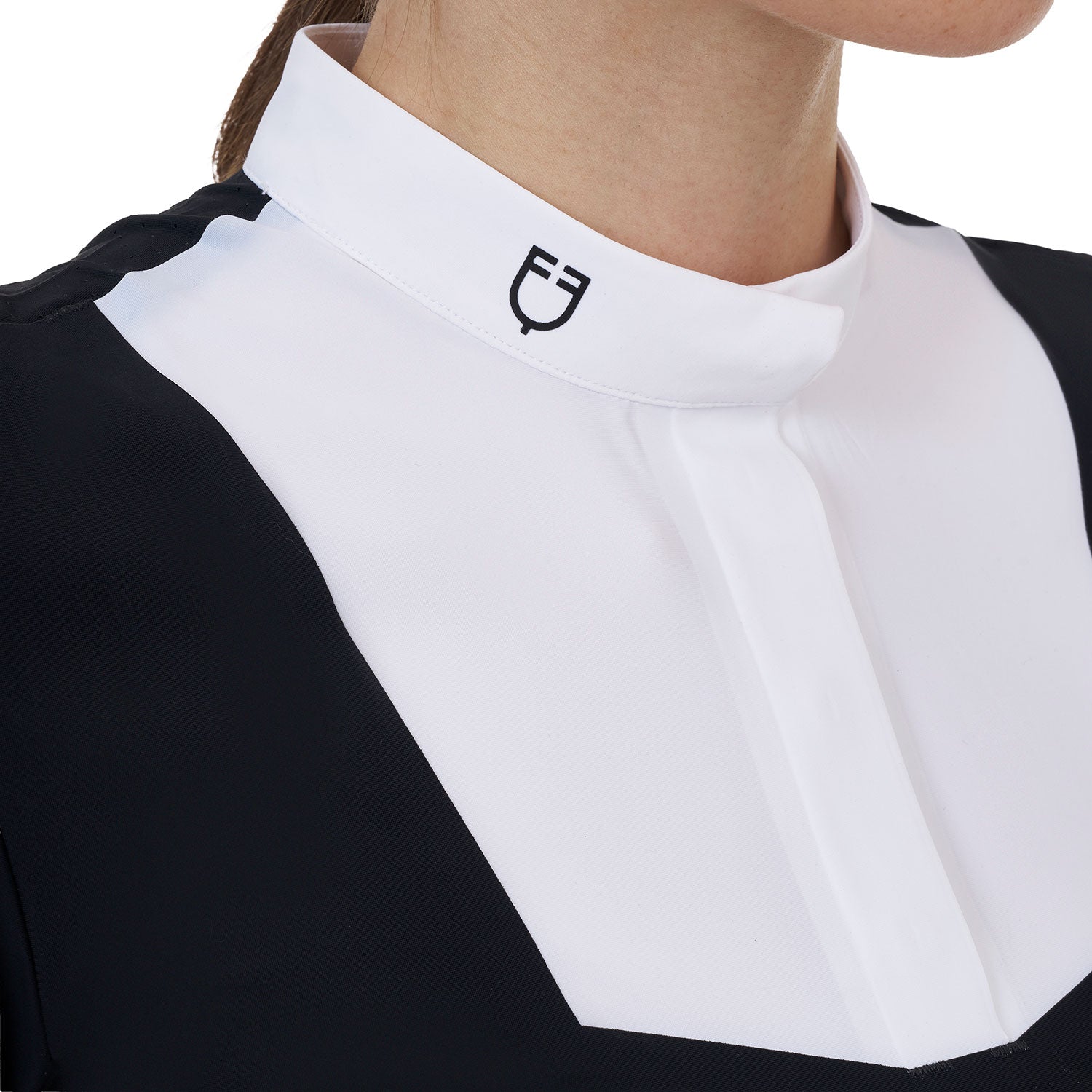 Equestro women's competition ridertechnology shirt ss with buttons - Colore WHITE/BLACK