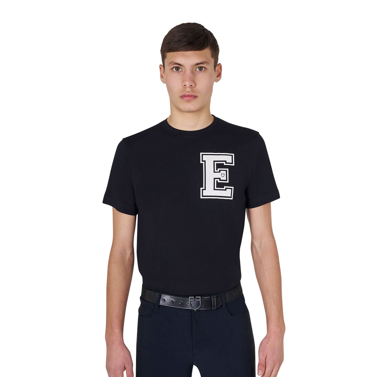 Equestro men's monogram cotton t-shirt - neutra