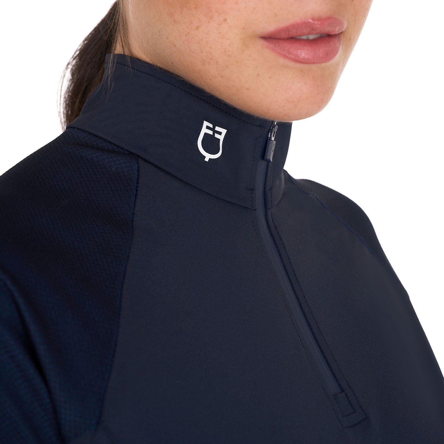 Equestro base layer donna equestro manica corta in tessuto tecnico - Colore NAVY BLAZER (19-3923)/WHITE