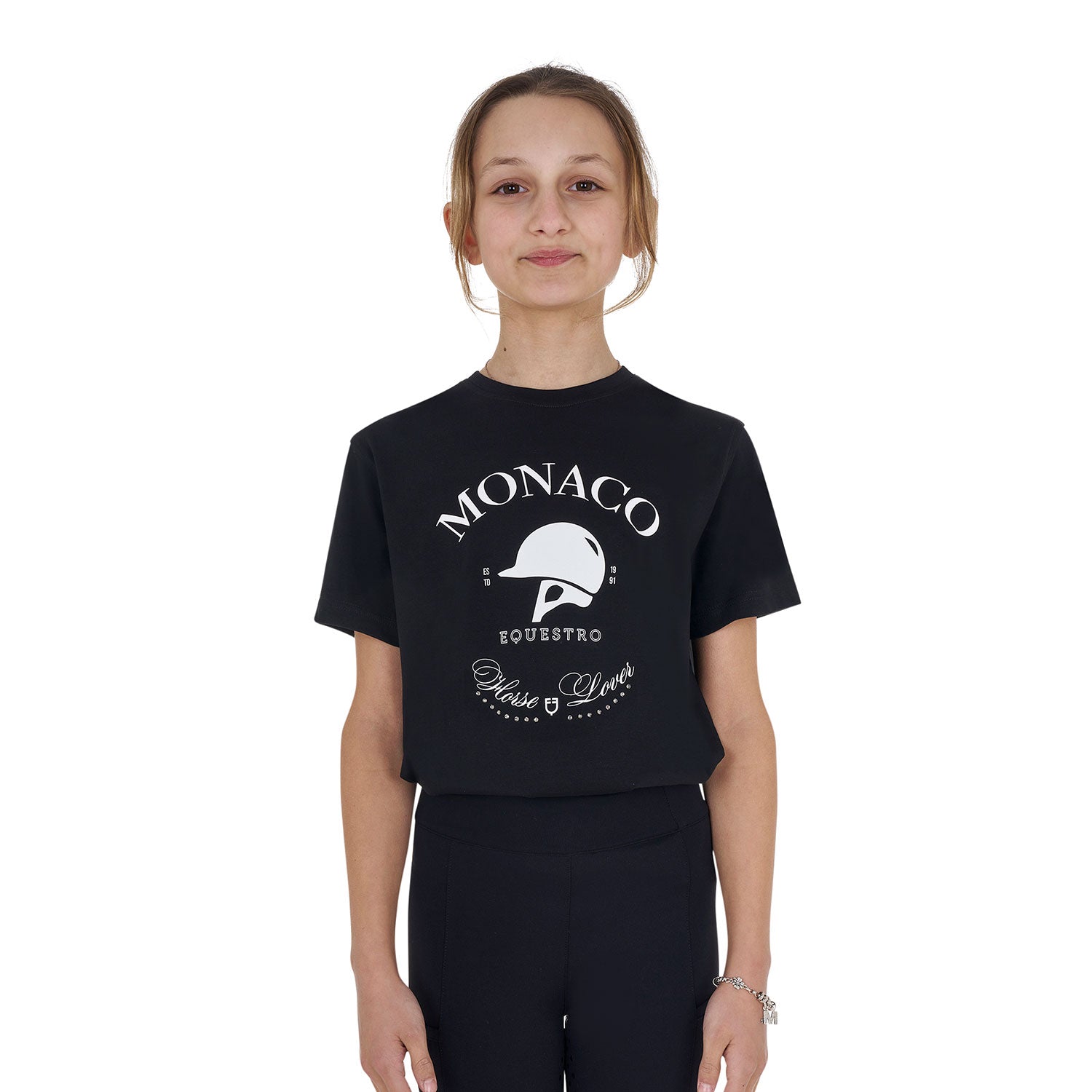 Equestro girl's monaco cotton t-shirt - neutra