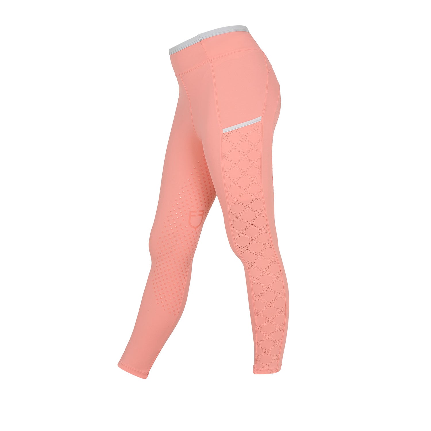 Equestro girl's perforated hybrid training leggings - Colore DESERT FLOWER (15-1435)/HARBOR MIST (14-4202)
