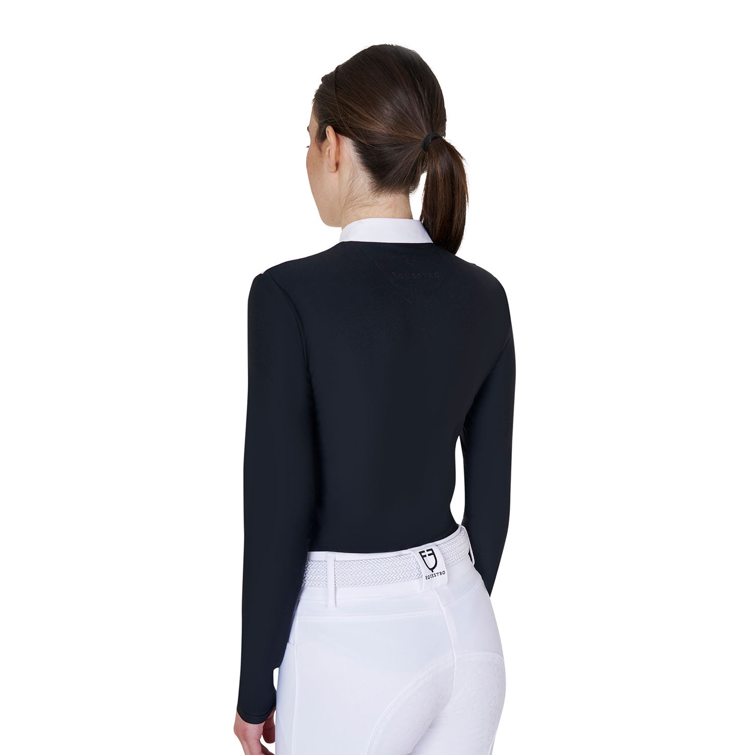 Equestro women's  black label collection competition strass polo shirt ls zip - Colore BLACK