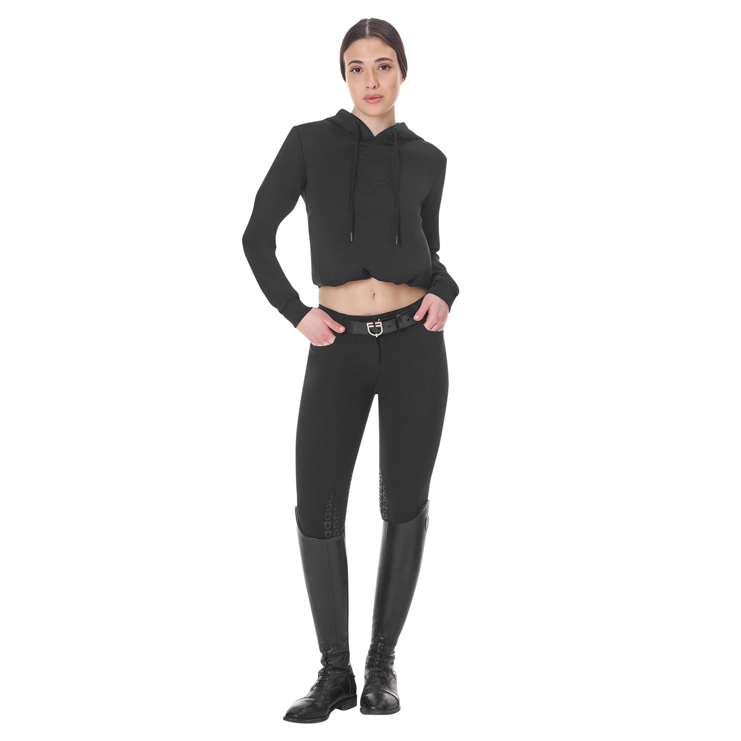 Equestro women's cut out hoodie - Colore BLACK