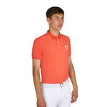 Equestro men's technical training polo - Colore CHERRY TOMATO (17-1563)/WHITE