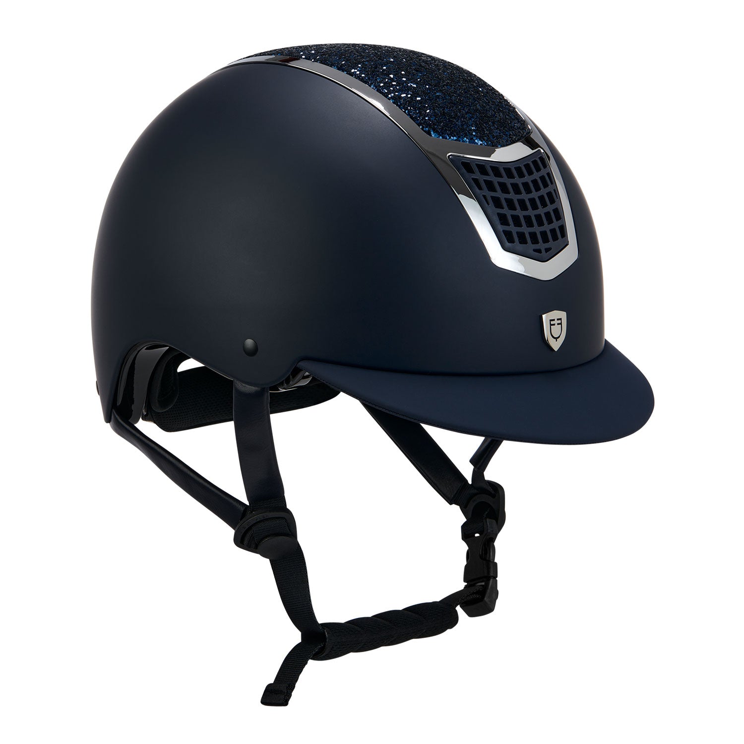 Equestro casco equestro modello eclipse stone mat rowel fitting - Colore NAVY/SILVER