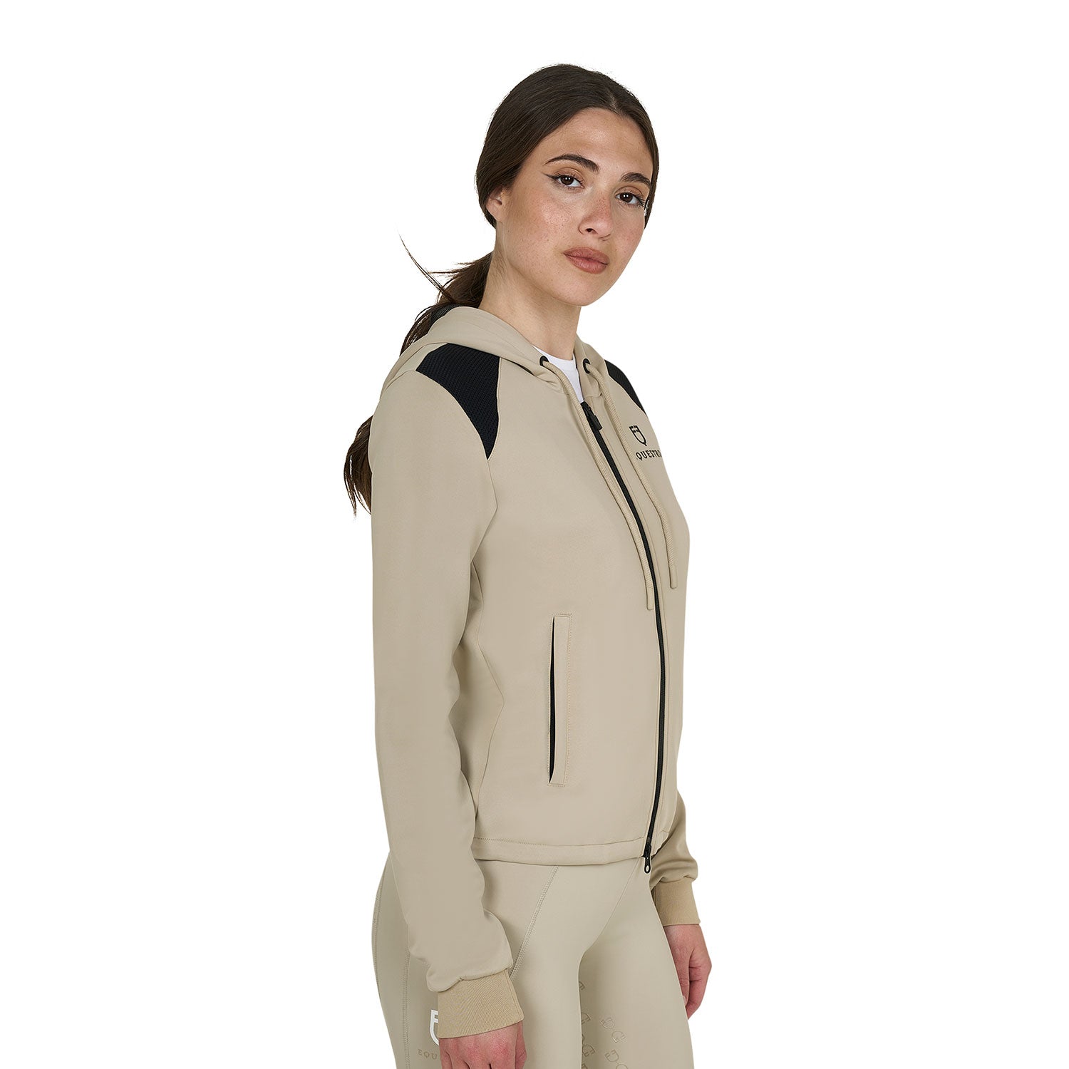 Equestro women's scuba cropped hoodie - Colore OXFORD TAN (15-1306)