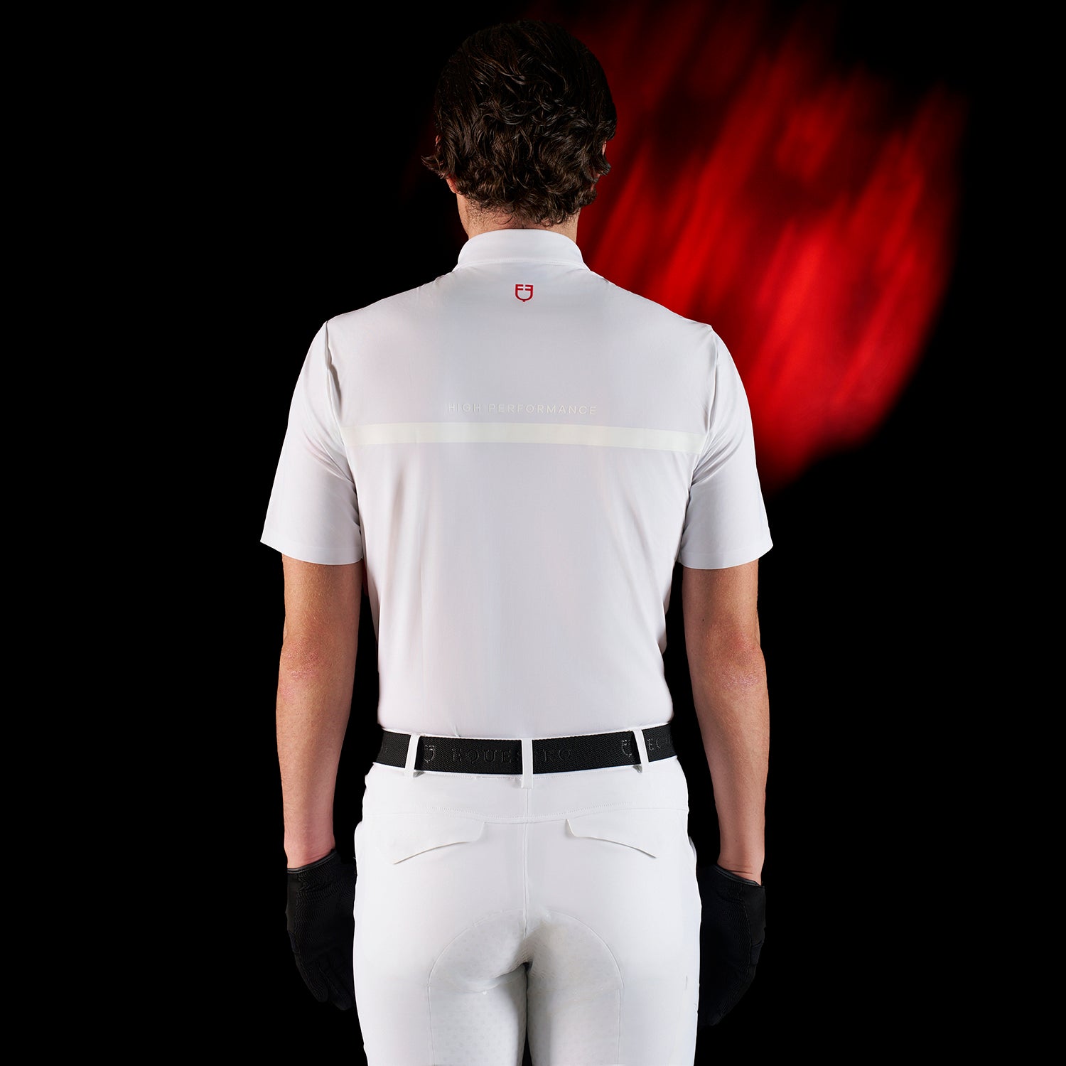 Equestro men's competition ridertechnology polo shirt ss with zip - Colore WHITE