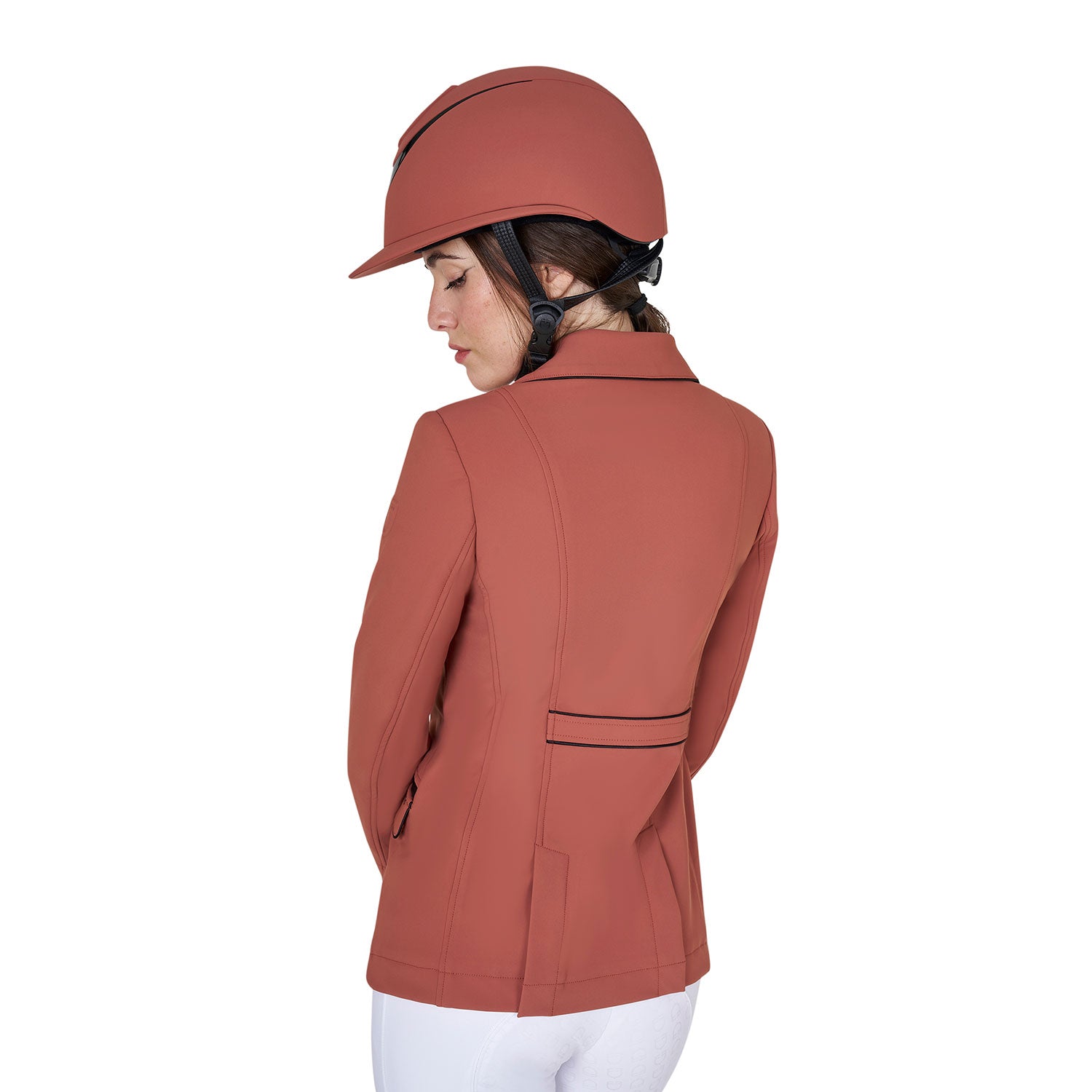 Equestro technical woman competition riding jacket tecno stretch - Colore REDWOOD (18-1443)