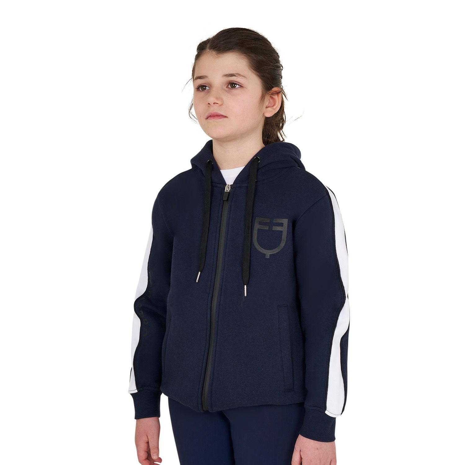 Equestro girl's cotton fleece hoodie zip - Colore NAVY BLAZER (19-3923)