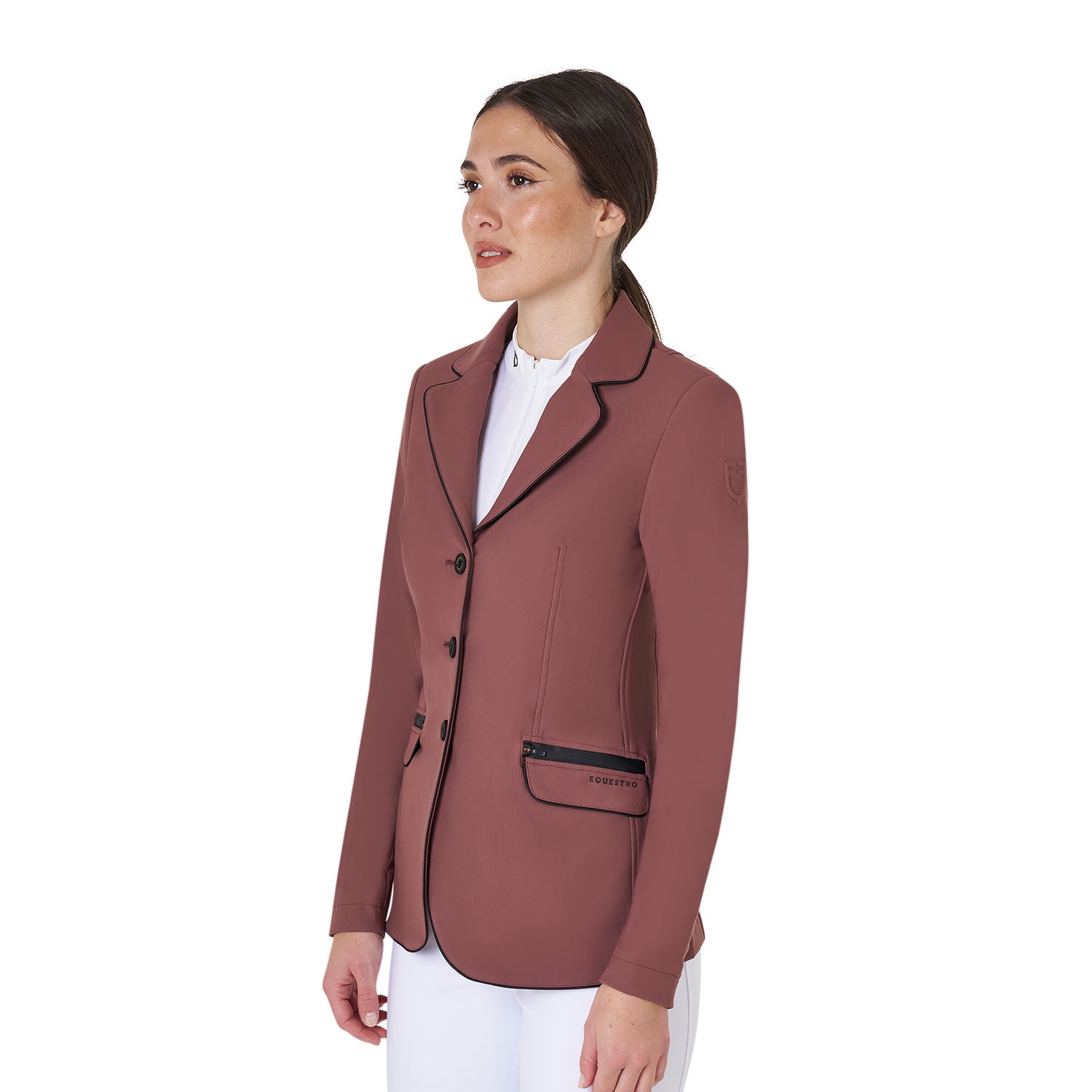 Equestro technical woman competition riding jacket tecno stretch - Colore MARRON (18-1415)