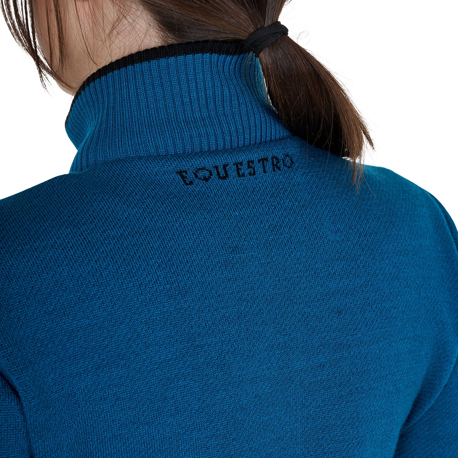 Equestro women's full zip hybrid nylon+ knit jacket - Colore BLUE CORAL (19-4526)