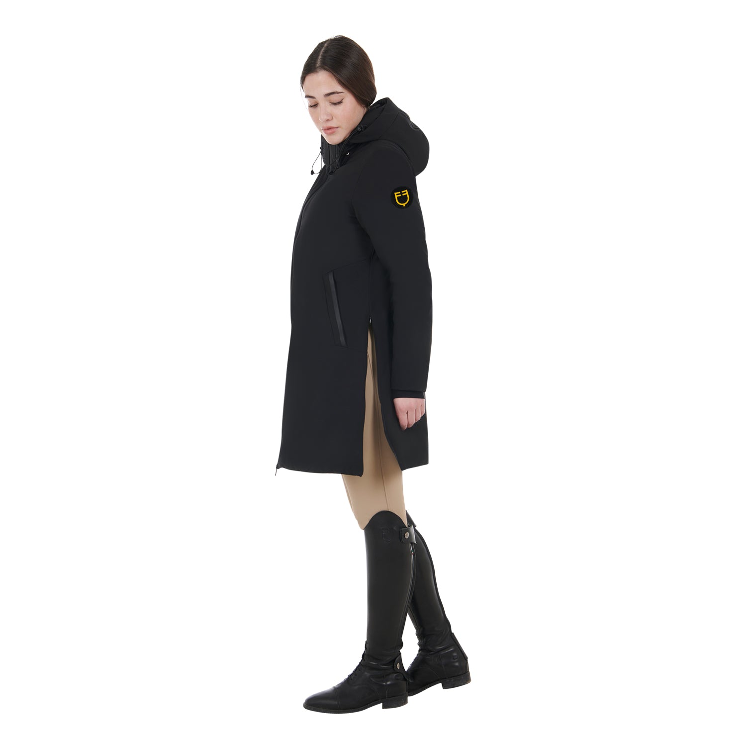 Equestro women's basic long puffer jacket - Colore BLACK
