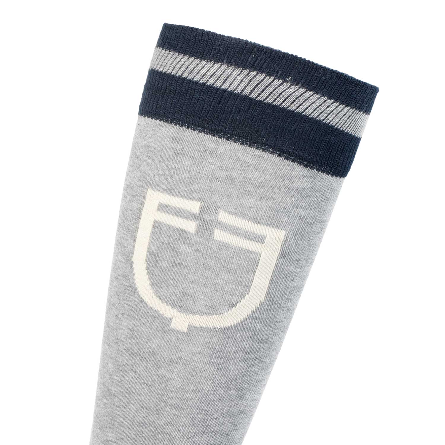 Equestro unisex college sock - Colore GREY MELANGE/NAVY BLAZER (19-3923)/ANTIQUE WHITE (11-0105)