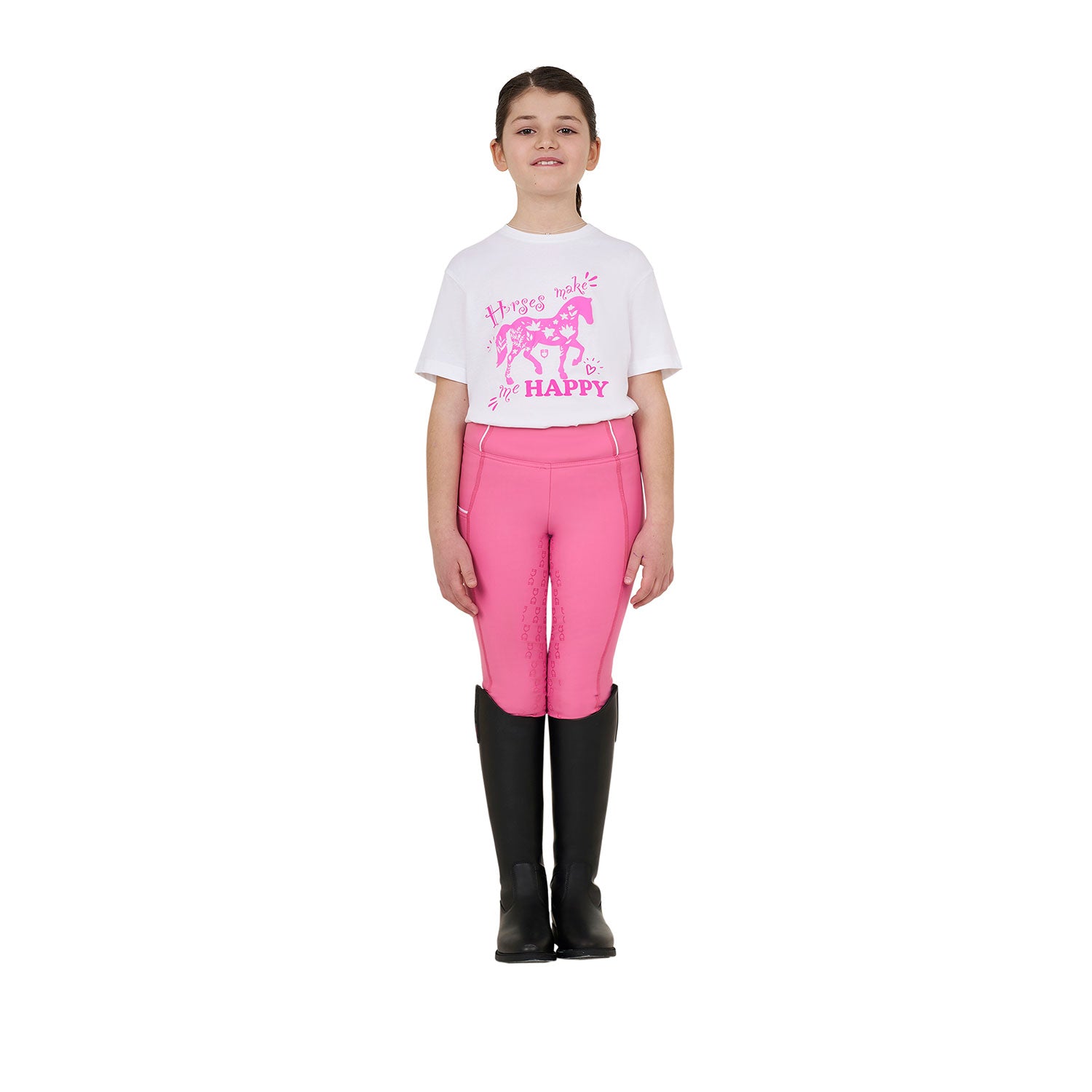 Equestro girl's horse make me happy cotton t-shirt - Colore WHITE