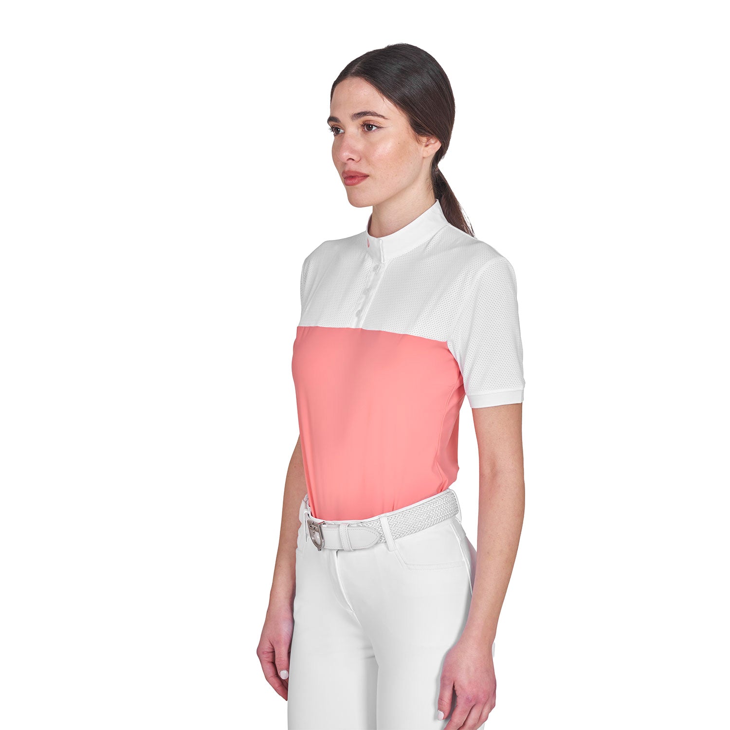Equestro woman polo shirt ss buttons 1/2 mesh - Colore DESERT FLOWER