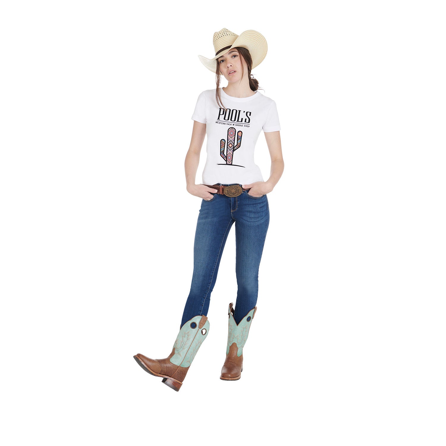 Pool's cactus totem woman cotton t-shirt - Colore WHITE