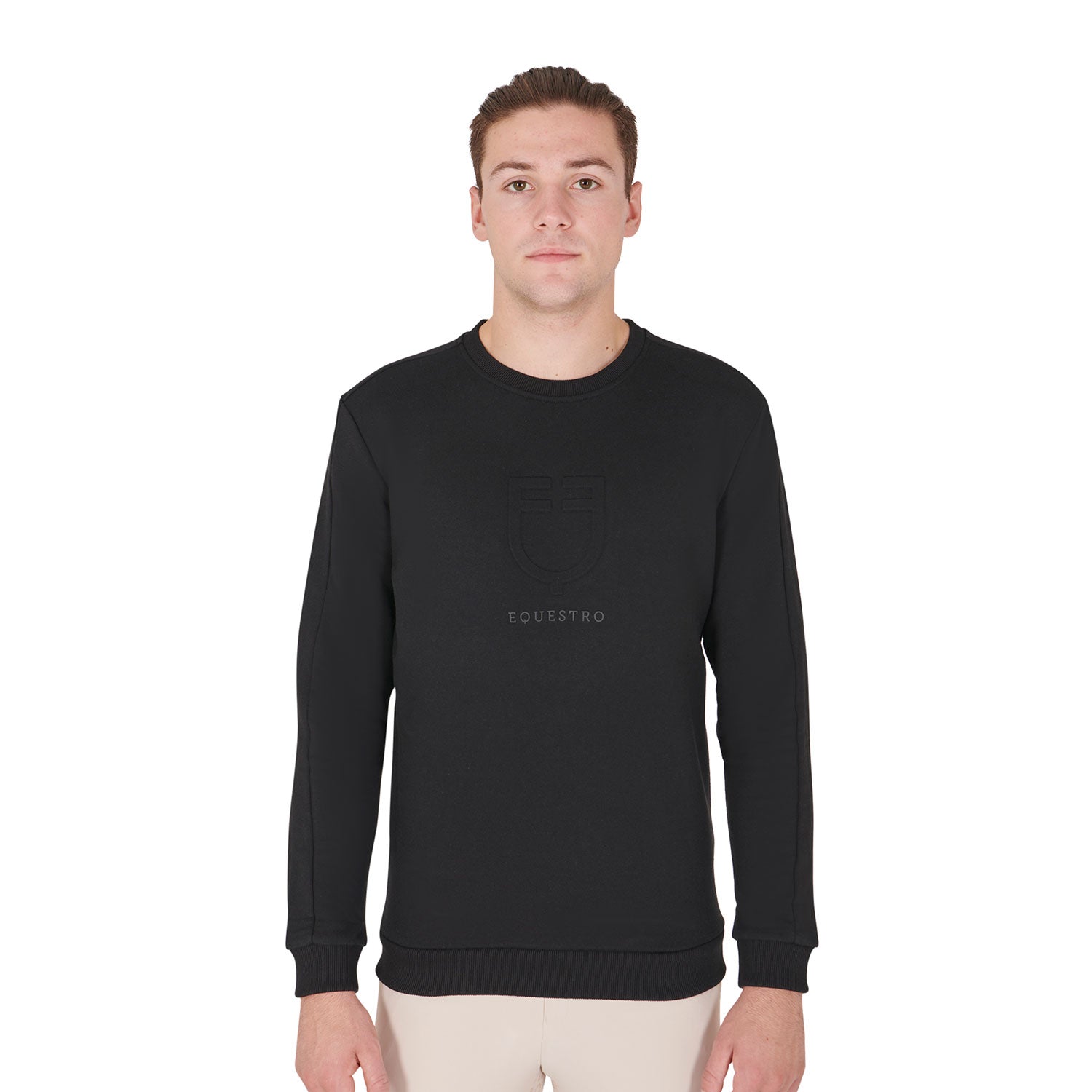 Equestro man winter round-neck sweatshirt - neutra