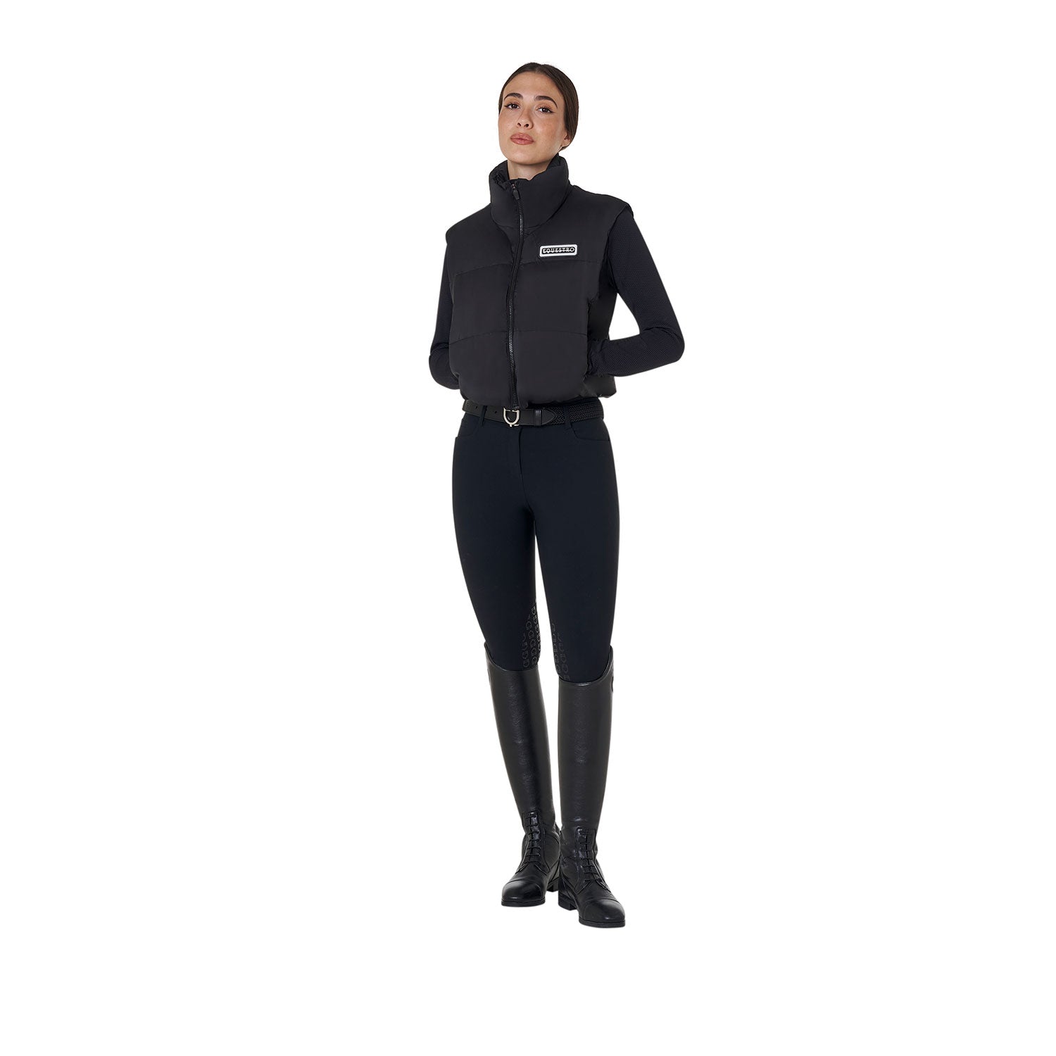 Equestro women's cropped nylon rip stop vest - Colore BLACK