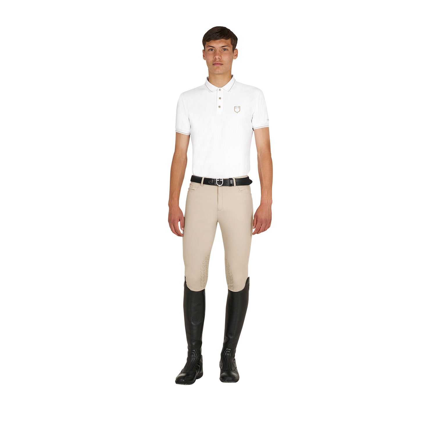 Equestro men's technical training polo - Colore WHITE/OXFORD TAN (15-1306)