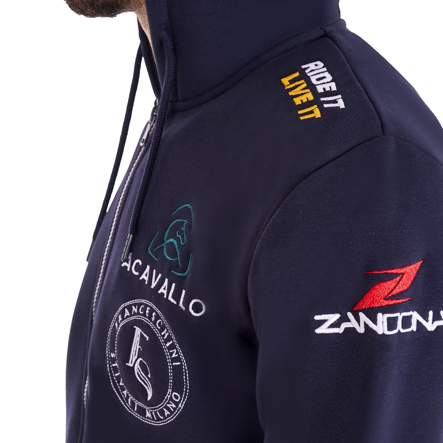 Equestro new style men's multilogo hoodie - Colore NAVY BLAZER (19-3923)