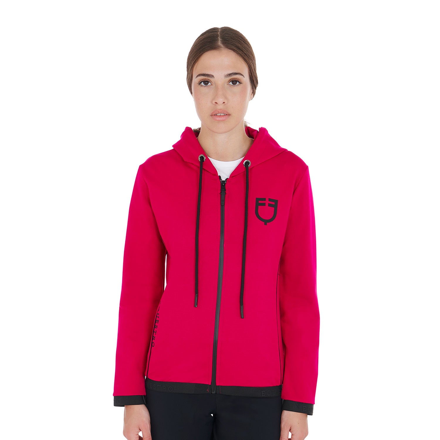 Equestro woman interlock hoodie full zip - neutra