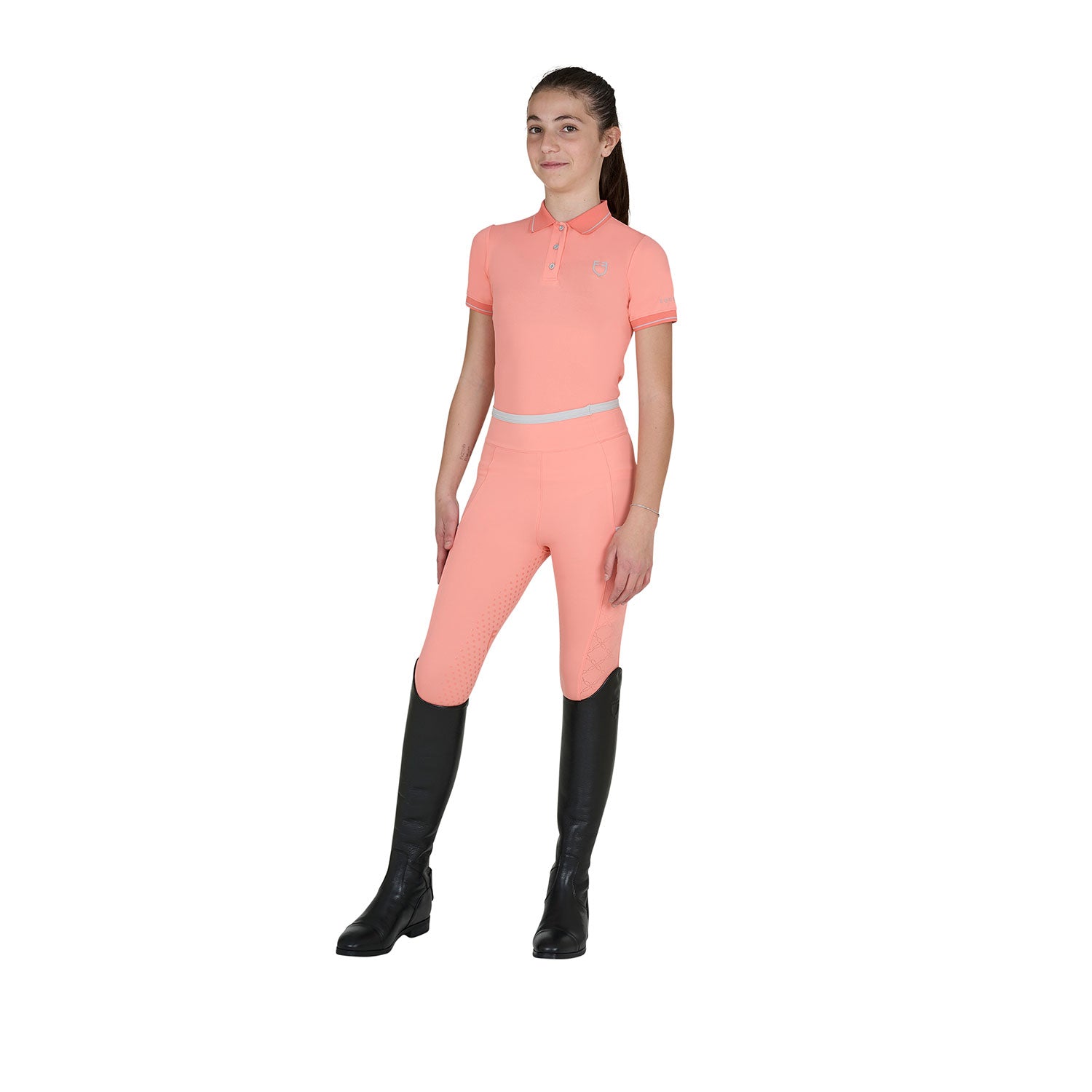 Equestro technical junior training polo - Colore DESERT FLOWER (15-1435)/HARBOR MIST (14-4202)