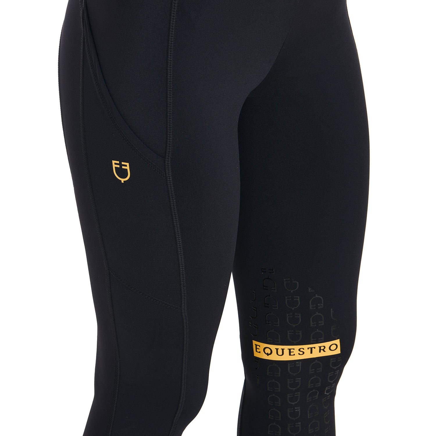 Equestro leggings equestro modello kao light tessuto tecnico elasticizzato - Colore BLACK/YELLOW 1235C