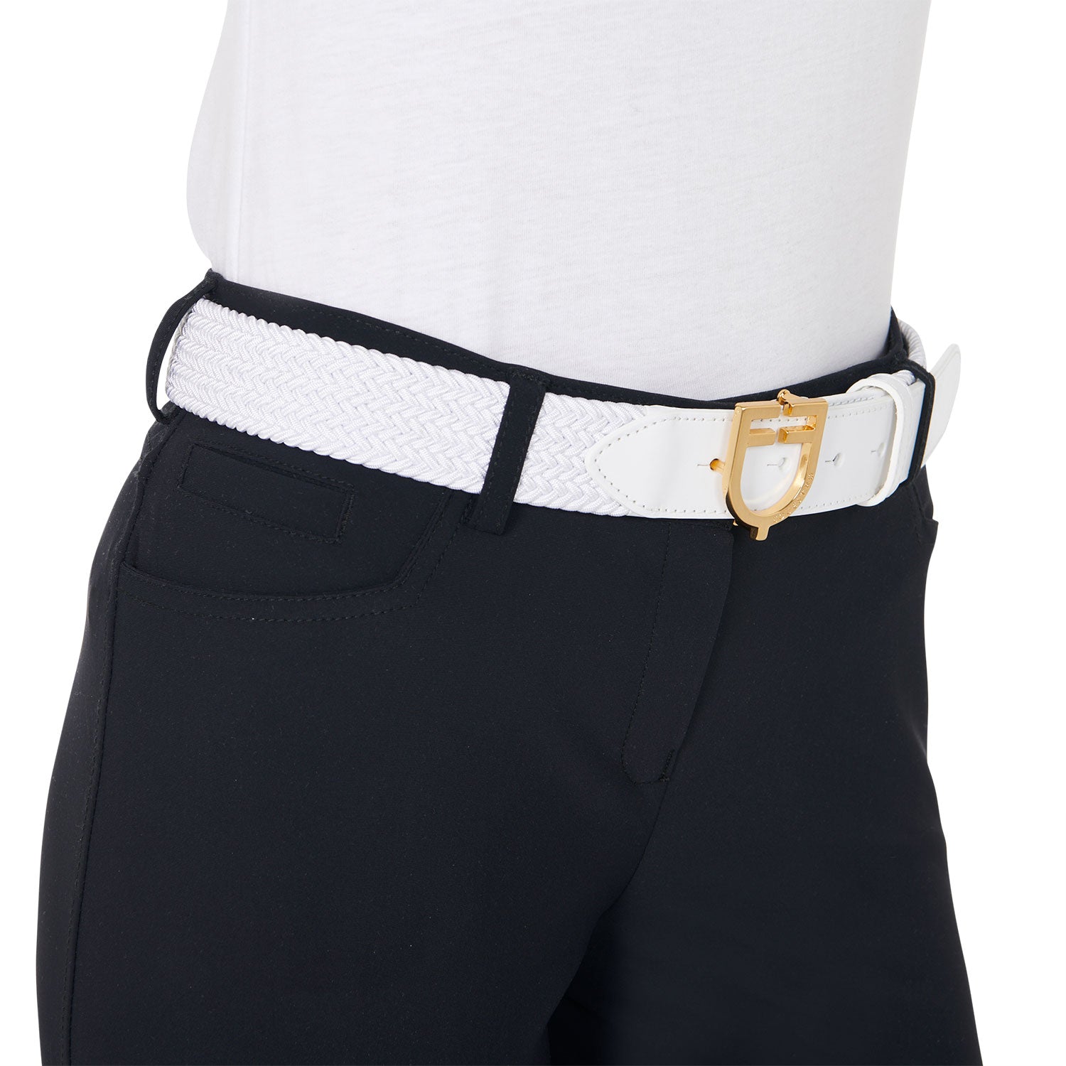 Equestro cintura elastica con fibbia logo - Colore GOLD/WHITE