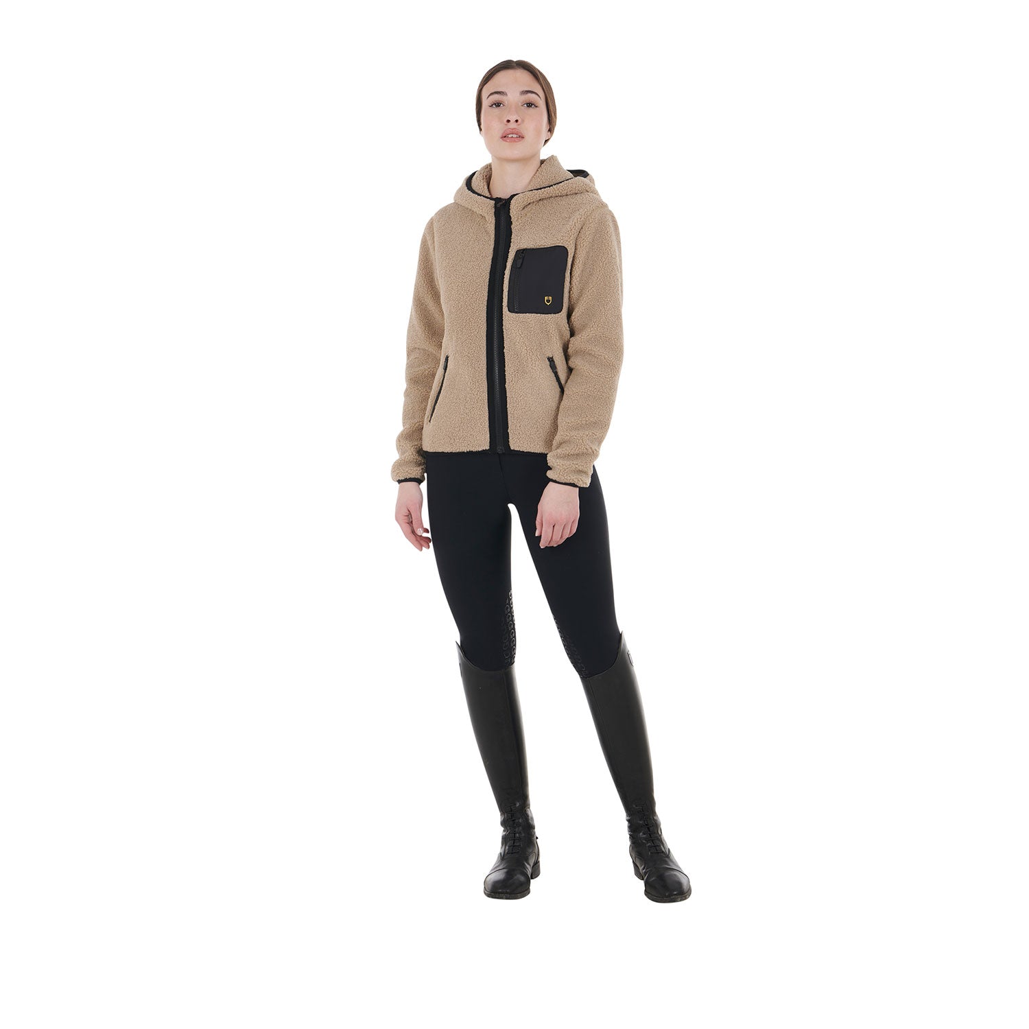 Equestro woman teddy full zip jacket with hood - Colore INCENSE (16-1010)