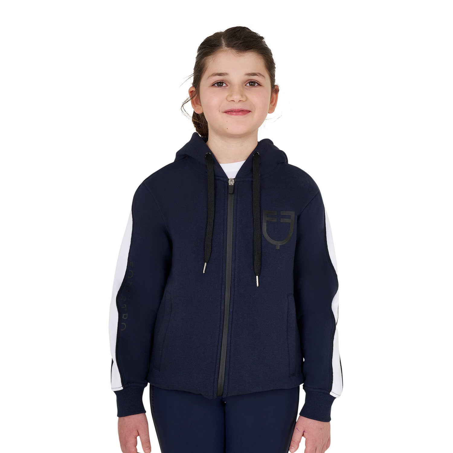 Equestro girl's cotton fleece hoodie zip - neutra