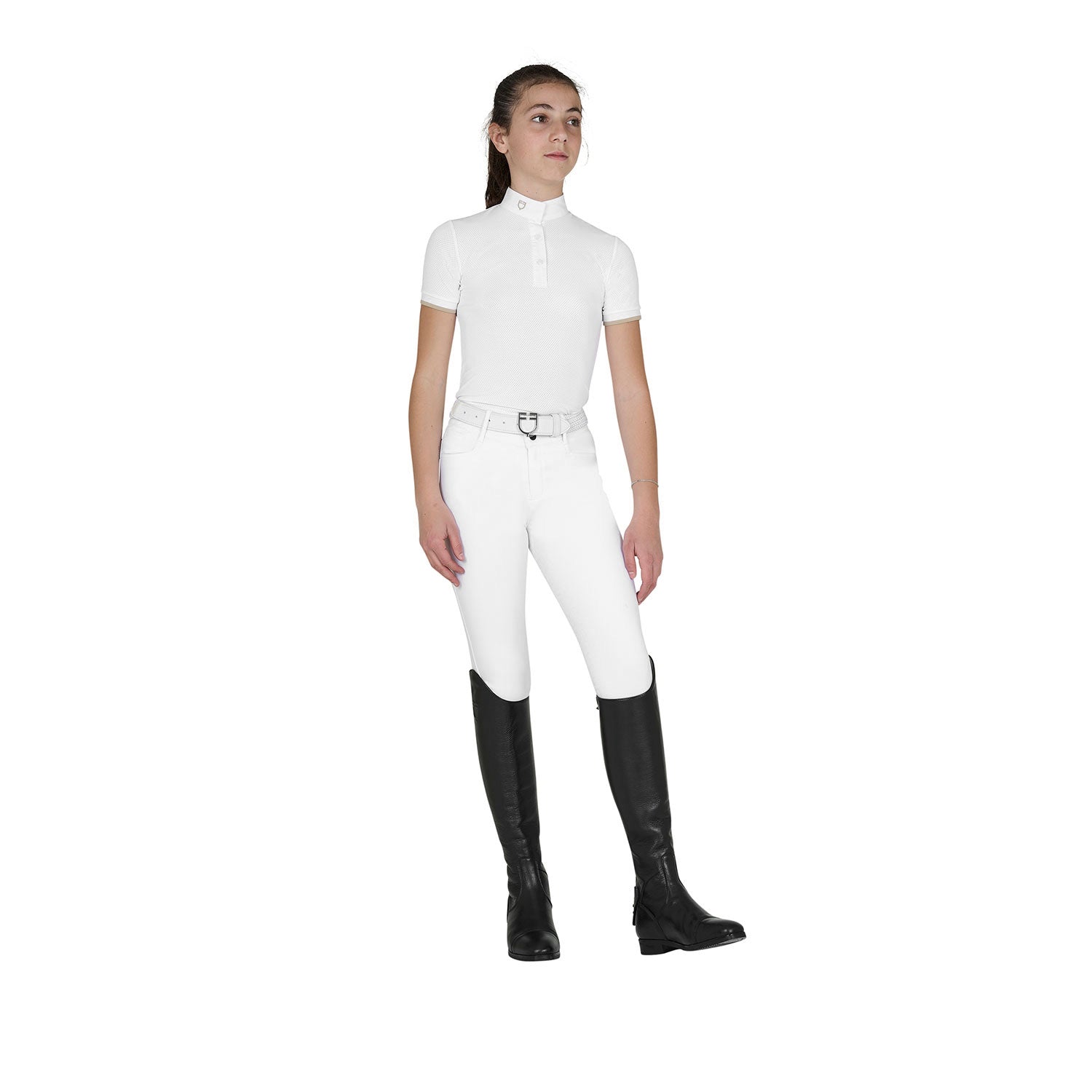 Equestro polo bimba manica corta modello clara - Colore WHITE/OXFORD TAN (15-1306)