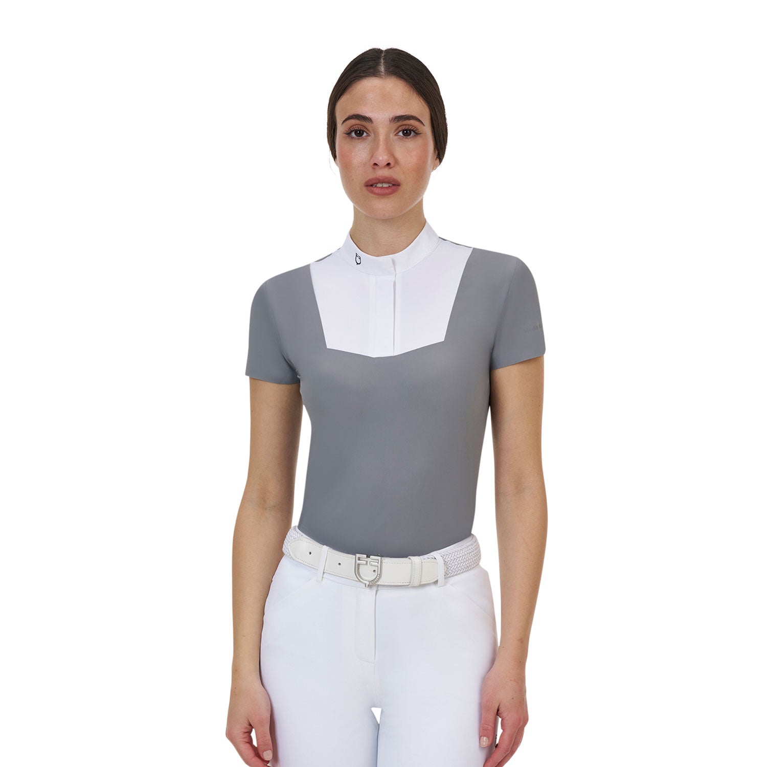 Equestro women's competition ridertechnology shirt ss with buttons - neutra