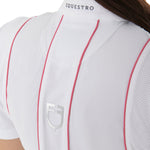 Equestro women's competition polo shirt ss buttons - Colore WHITE/FUCSIA