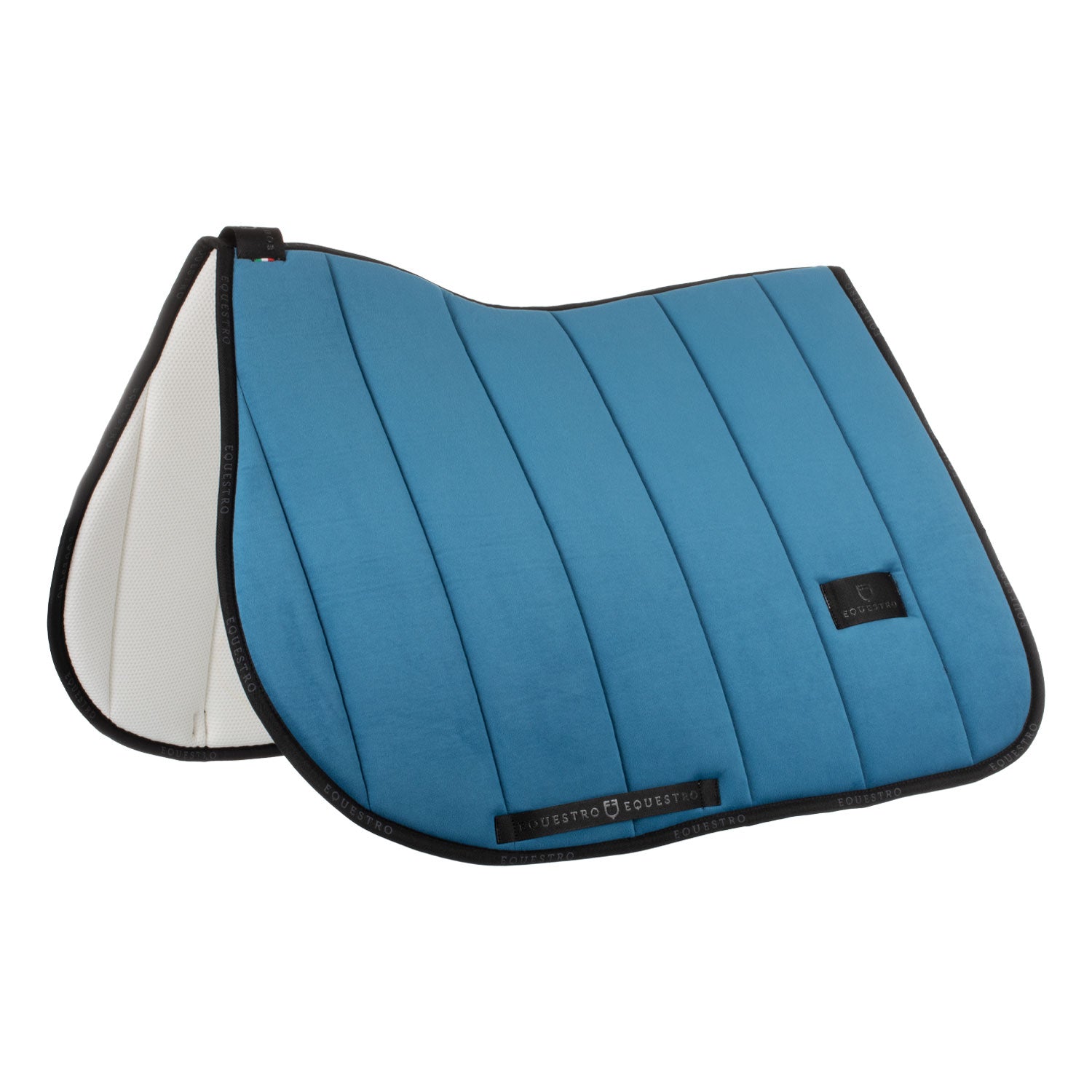 Equestro velvet jumping saddle pad - Colore OCEAN/BLACK