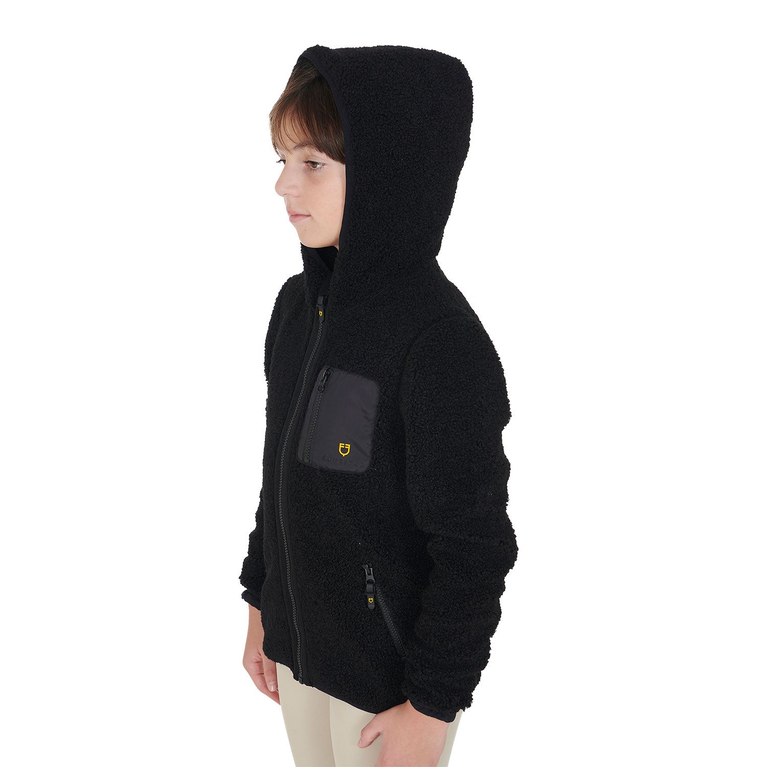 Equestro junior teddy full zip jacket with hood - Colore BLACK