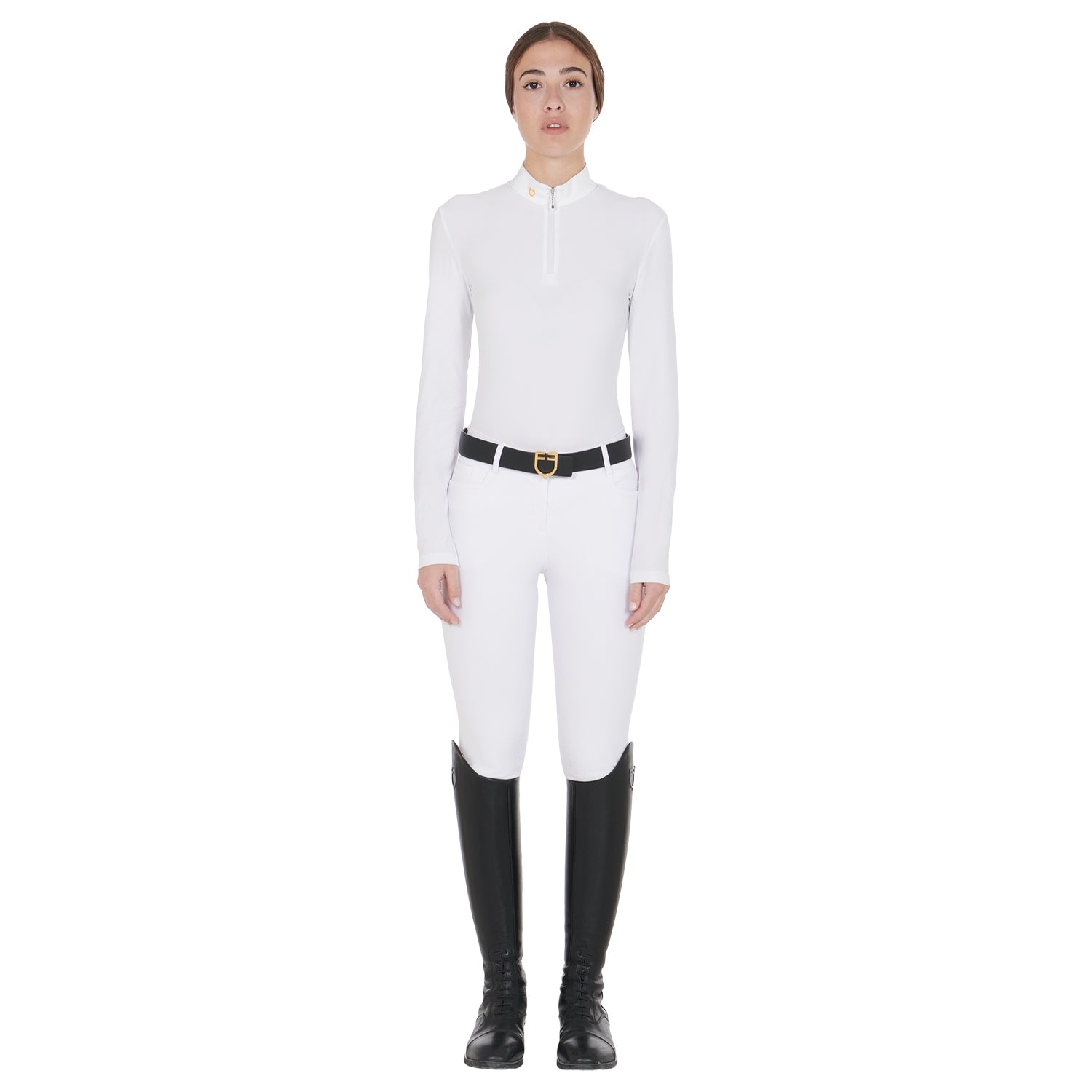 Equestro polo donna equestro manica lunga modello warm+ - Colore WHITE