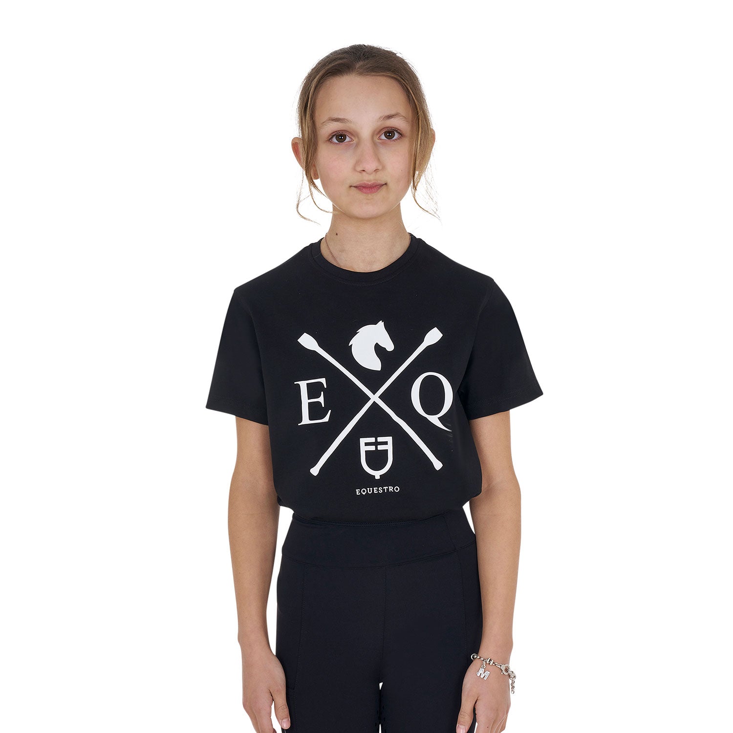 Equestro girl's eq cotton t-shirt - Colore BLACK