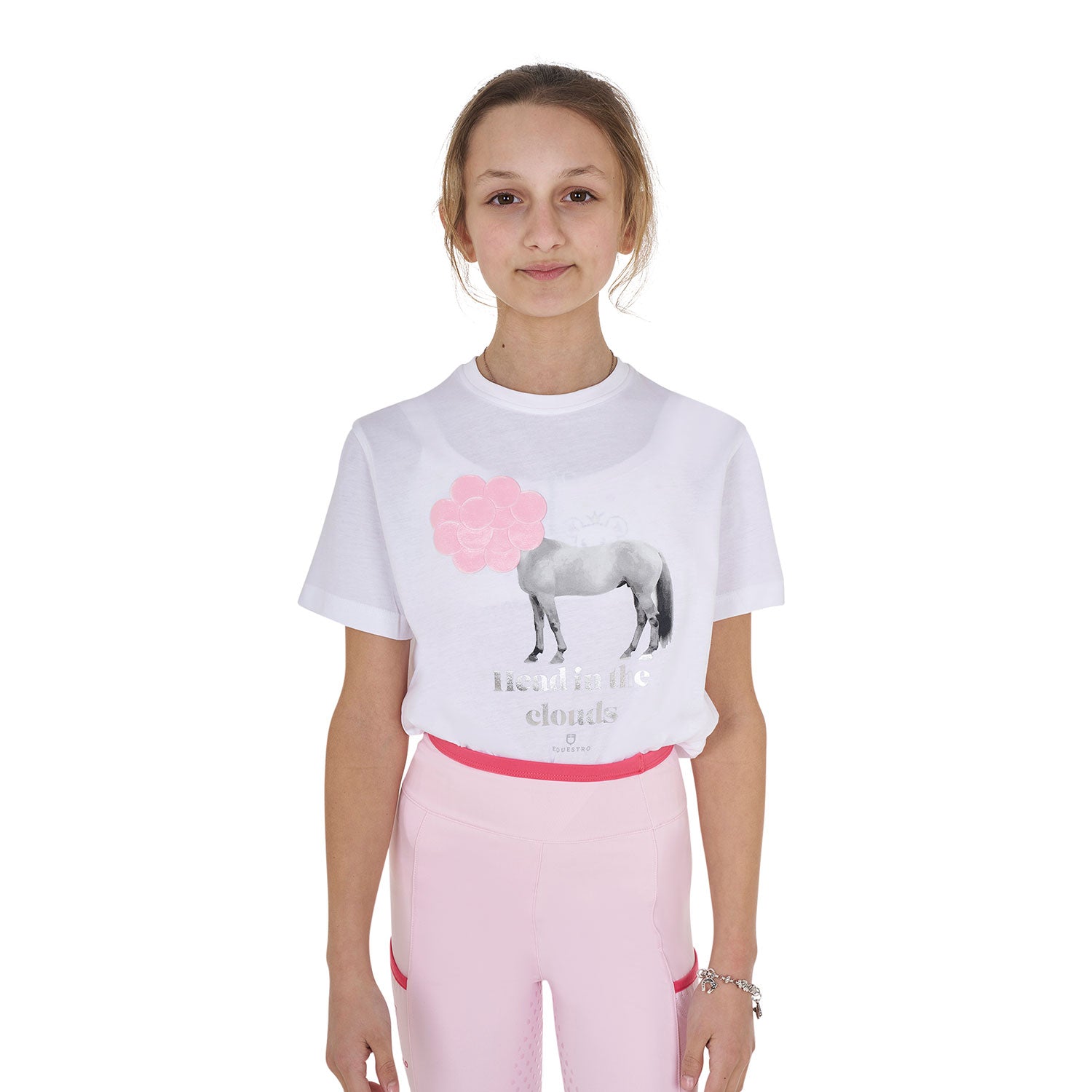 Equestro girl's head in the clouds cotton t-shirt - Colore WHITE