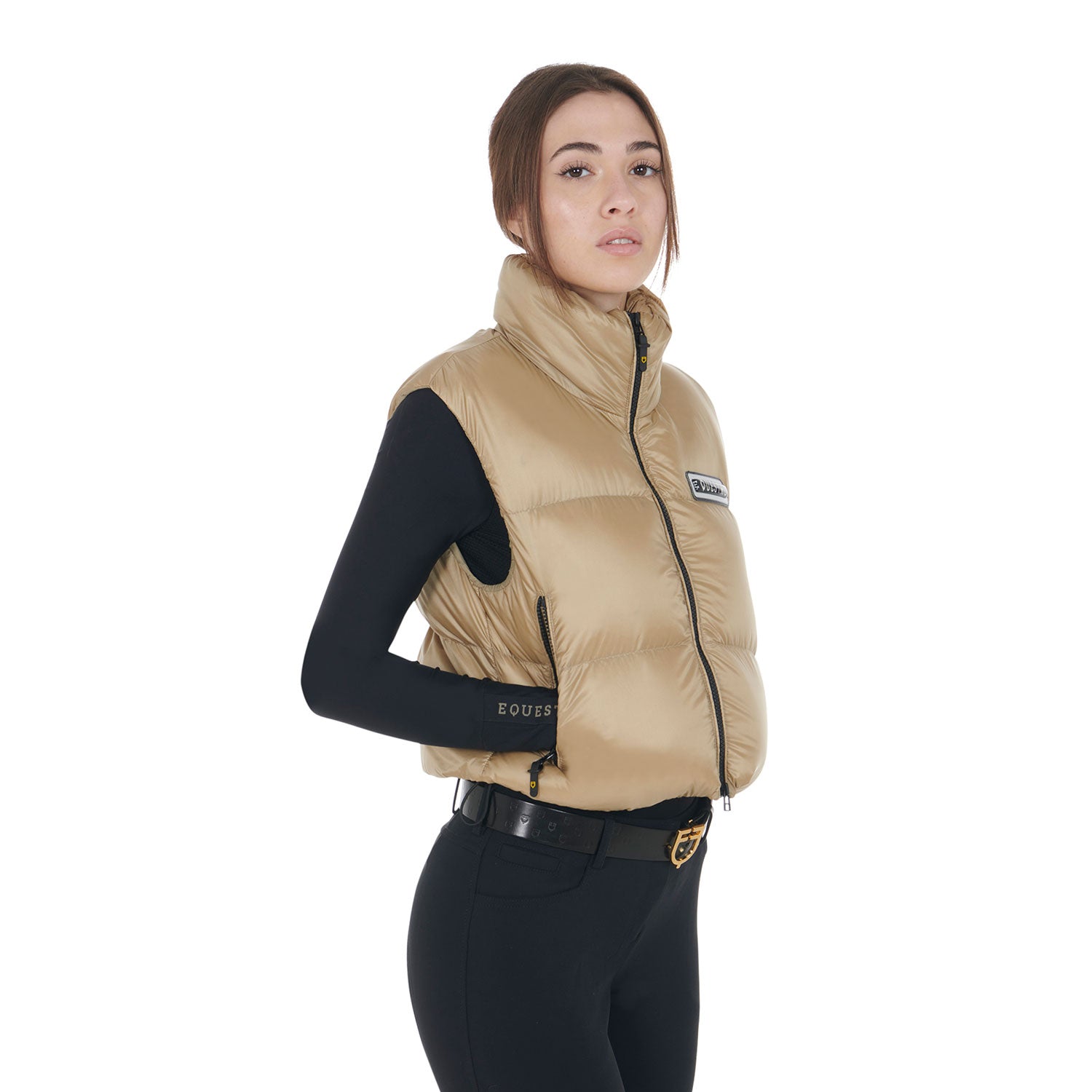 Equestro women's cropped nylon rip stop vest - Colore INCENSE (16-1010)