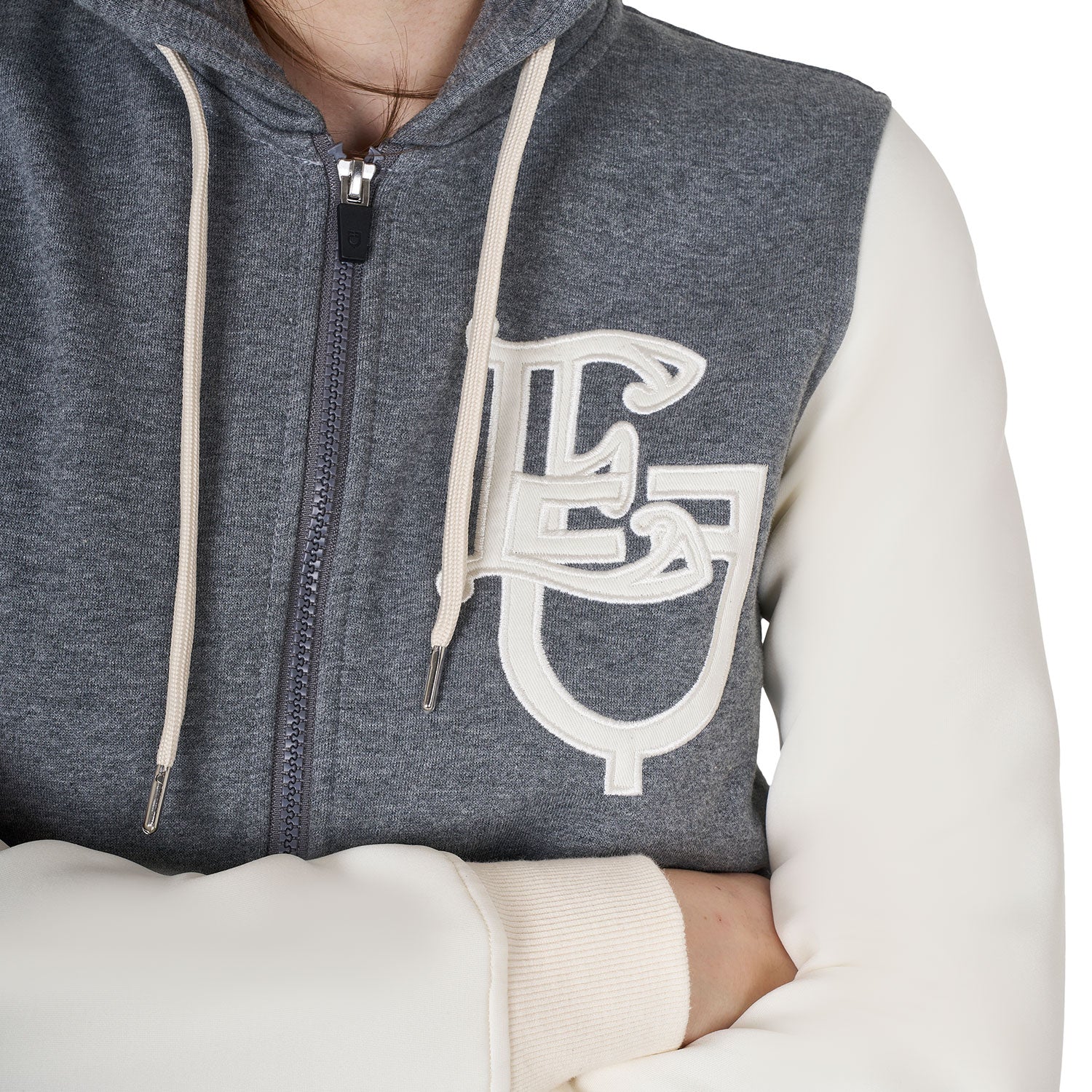 Equestro women's eq bicolor hoodie - Colore GREY MELANGE/ANTIQUE WHITE (11-0105)