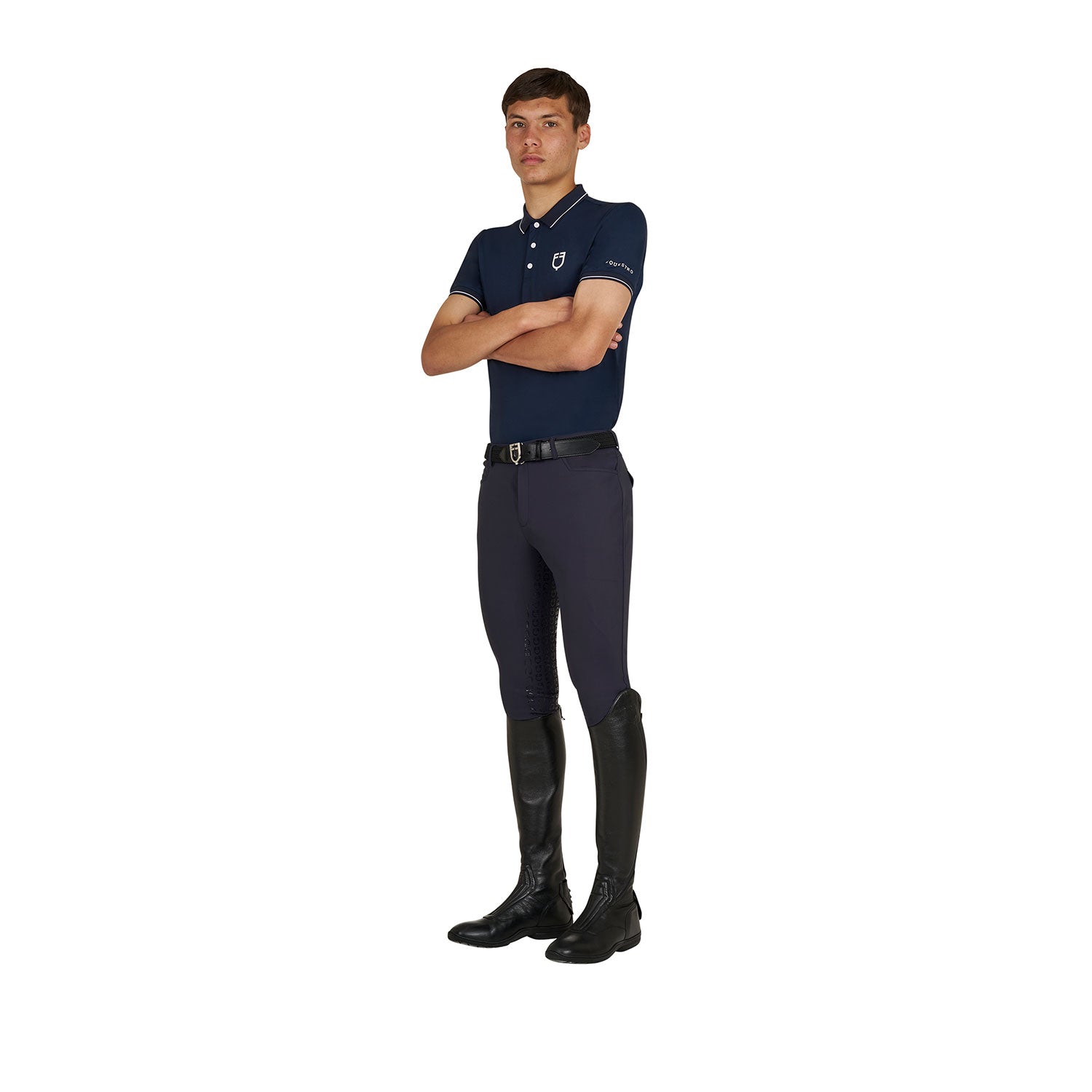 Equestro men's technical training polo - Colore NAVY BLAZER (19-3923)/WHITE