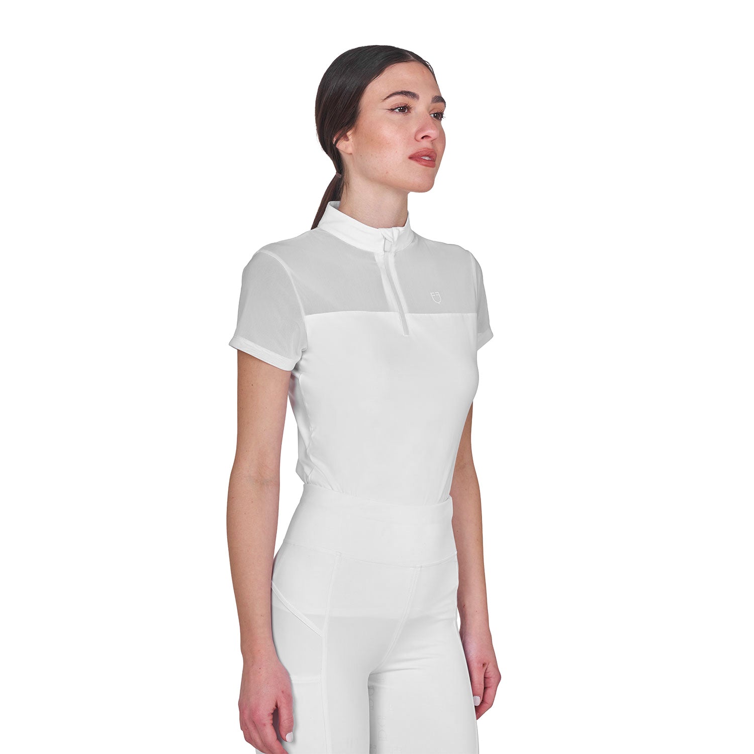 Equestro women's micro mesh training polo shirt - Colore WHITE/WHITE